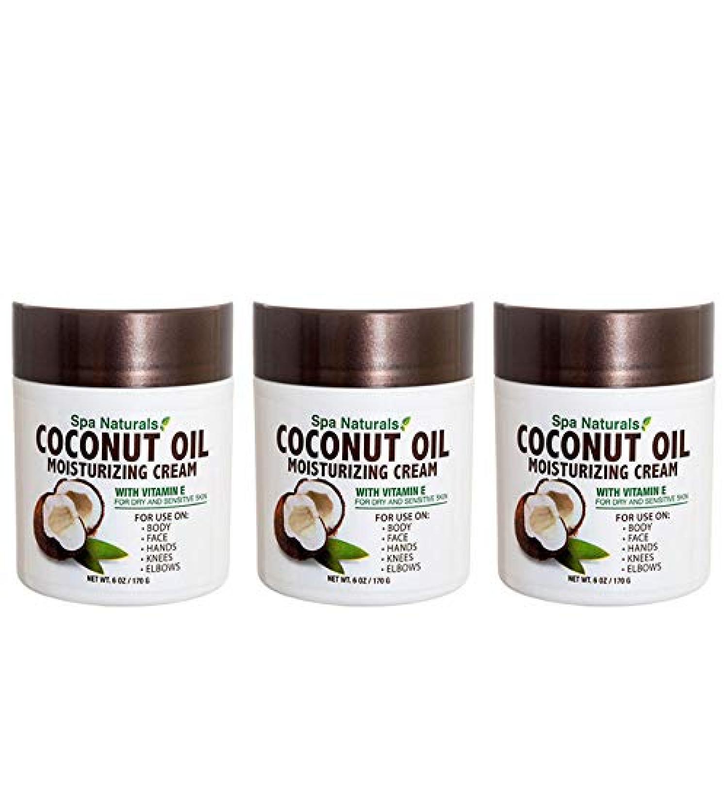 Spa Naturals Coconut Oil Moisturizing Cream with Vitamin E - Body, Hands, Elbows, Knees, Feet - Lot of 3 - Buy Online on GoSupps.com