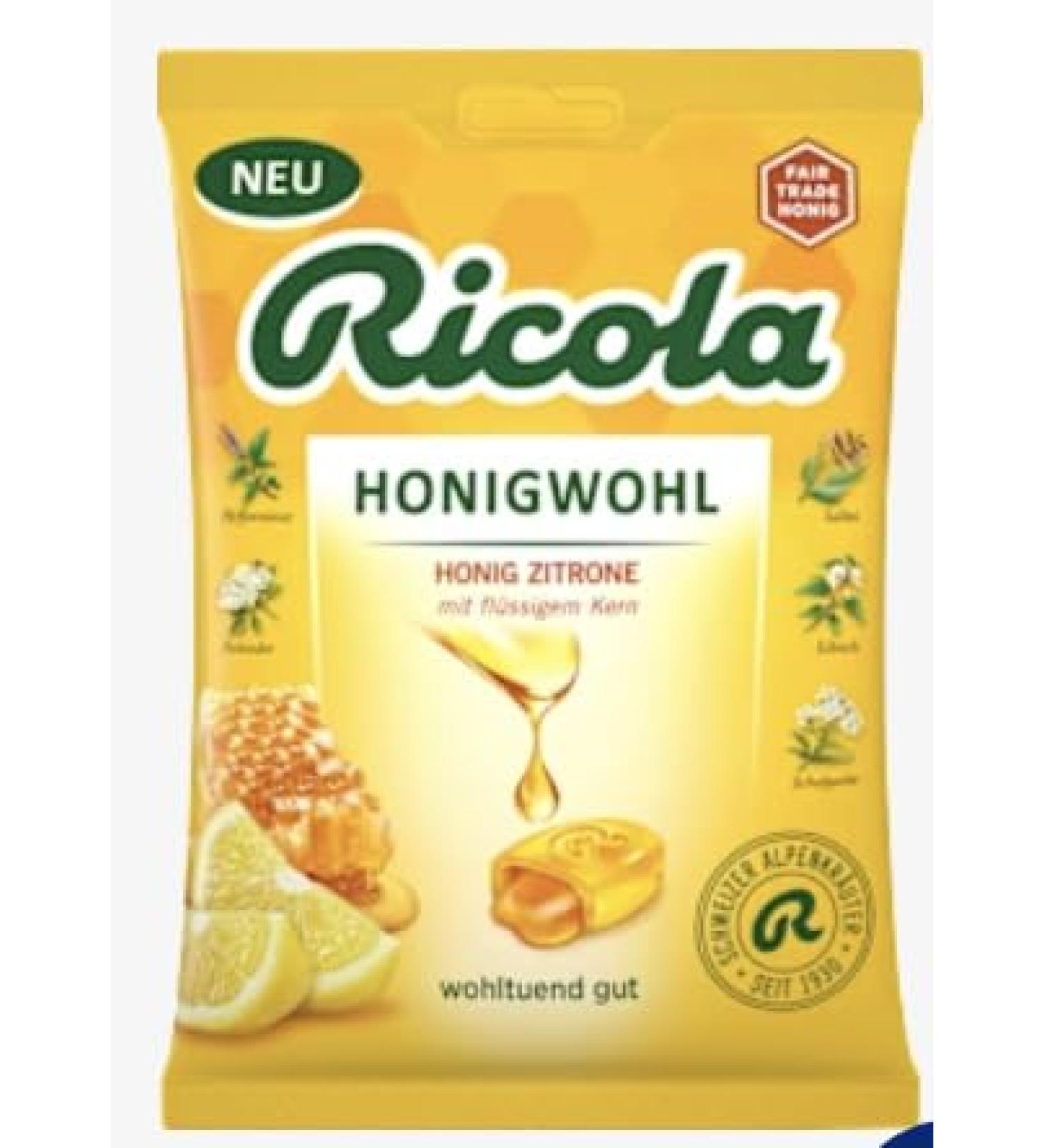 Honigwohl Honig Zitrone - Bonbons suisses aux Miel Lemon confiserie traditionnelle au go t frais et agr able recette originale suisse paquet familial - Compatible avec Ricola - 68g