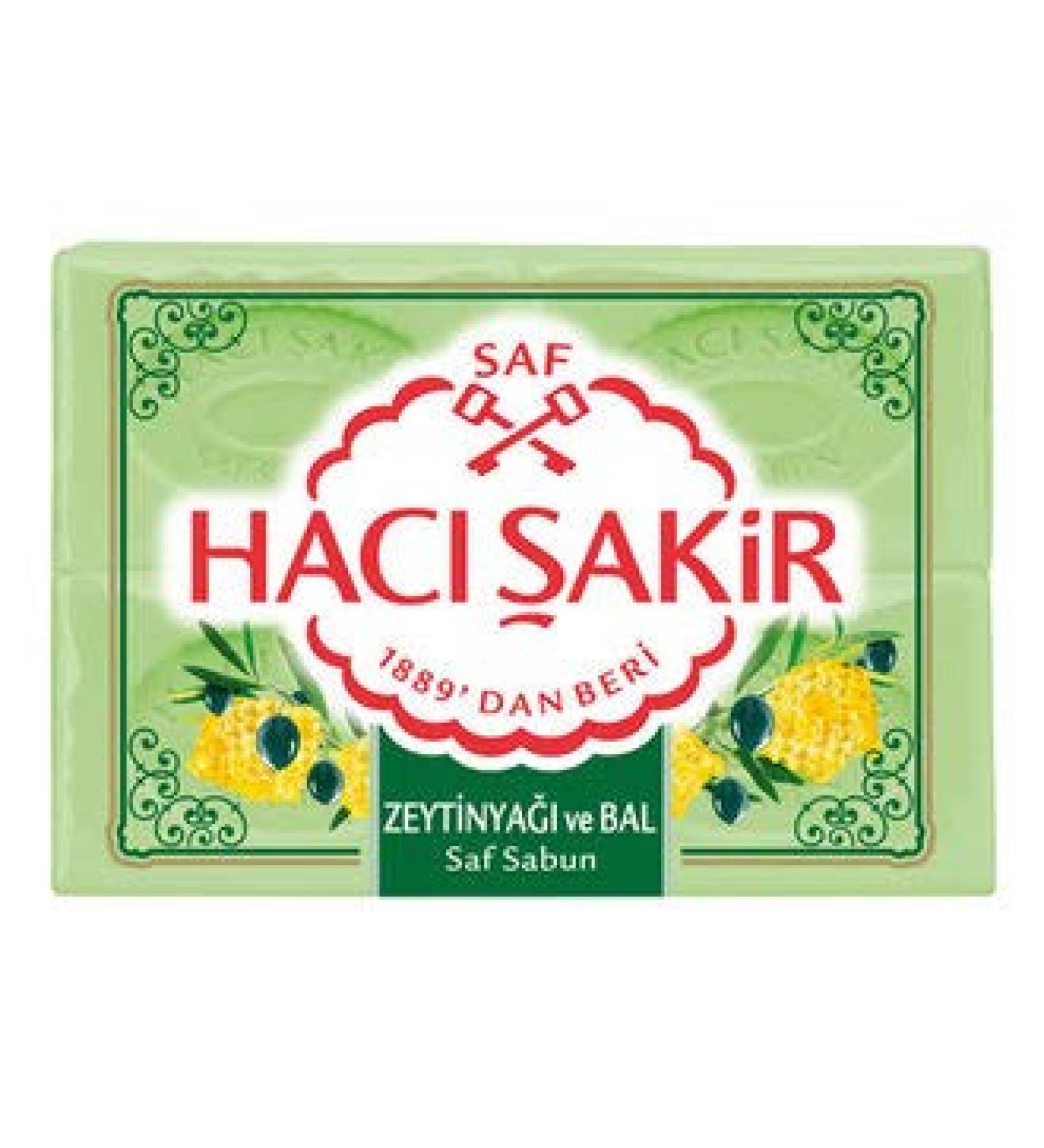 Haci Sakir Olive Oil with Honey Soap  4 X 150 GR  Turkish  Pure and Natural