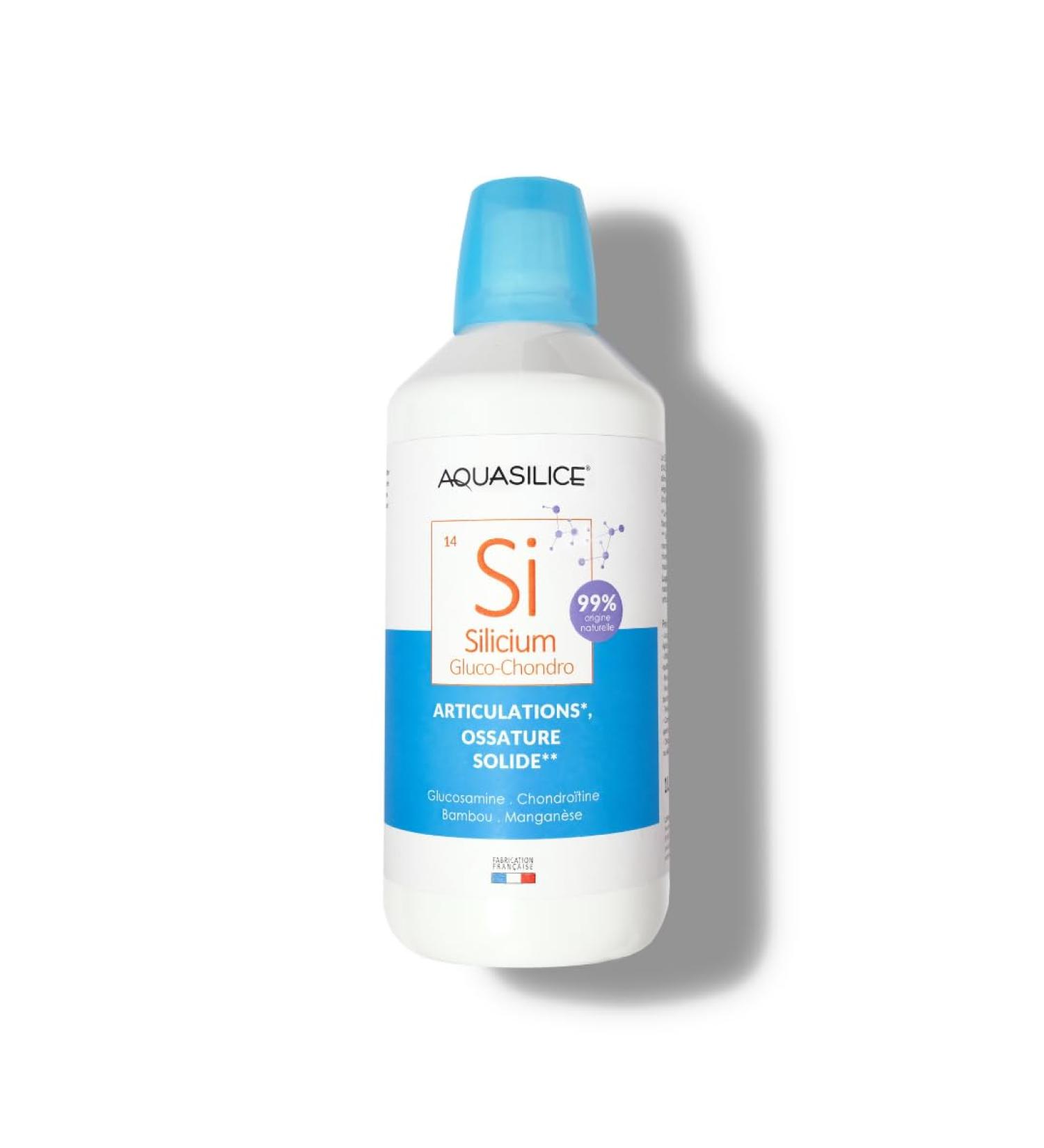 Silicon Glucosamine Chondroitin - Oral Solution 1L - Enriched with Bamboo & Manganese - Cleansing the Body - Maintaining a Solid Frame - Made in France Aquasilice - Buy Online on GoSupps.com