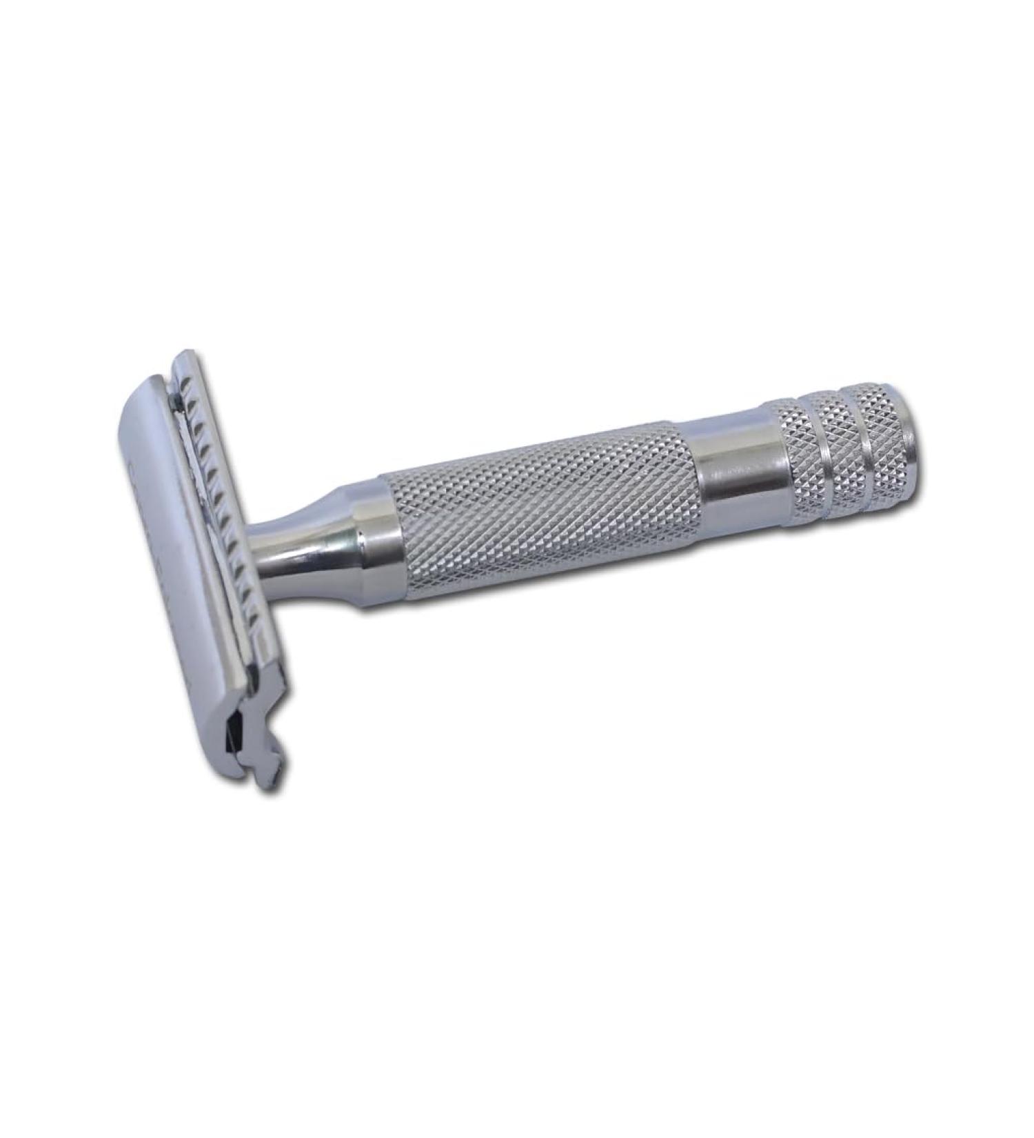 CAPRA FALCONERI Heavy Duty Short Handle 3-Piece Double Edge Full Steel Safety Razor - Premium Shaving Experience - Buy Online on GoSupps.com