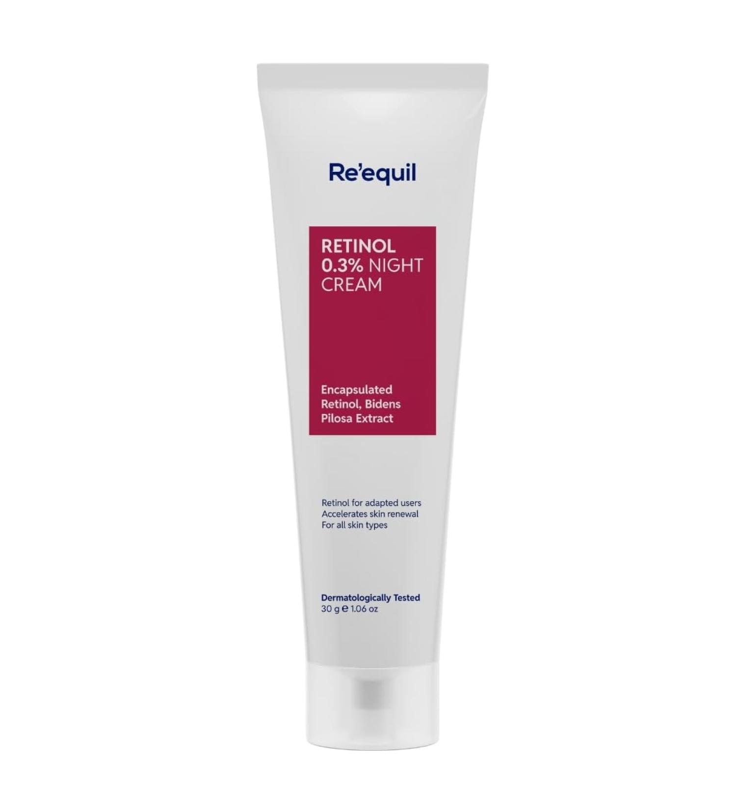 RE' EQUIL 0.3% Retinol Night Cream Improves Skin Texture Reduces Acne Unisex For All Skin Types 30G - Buy Online on GoSupps.com