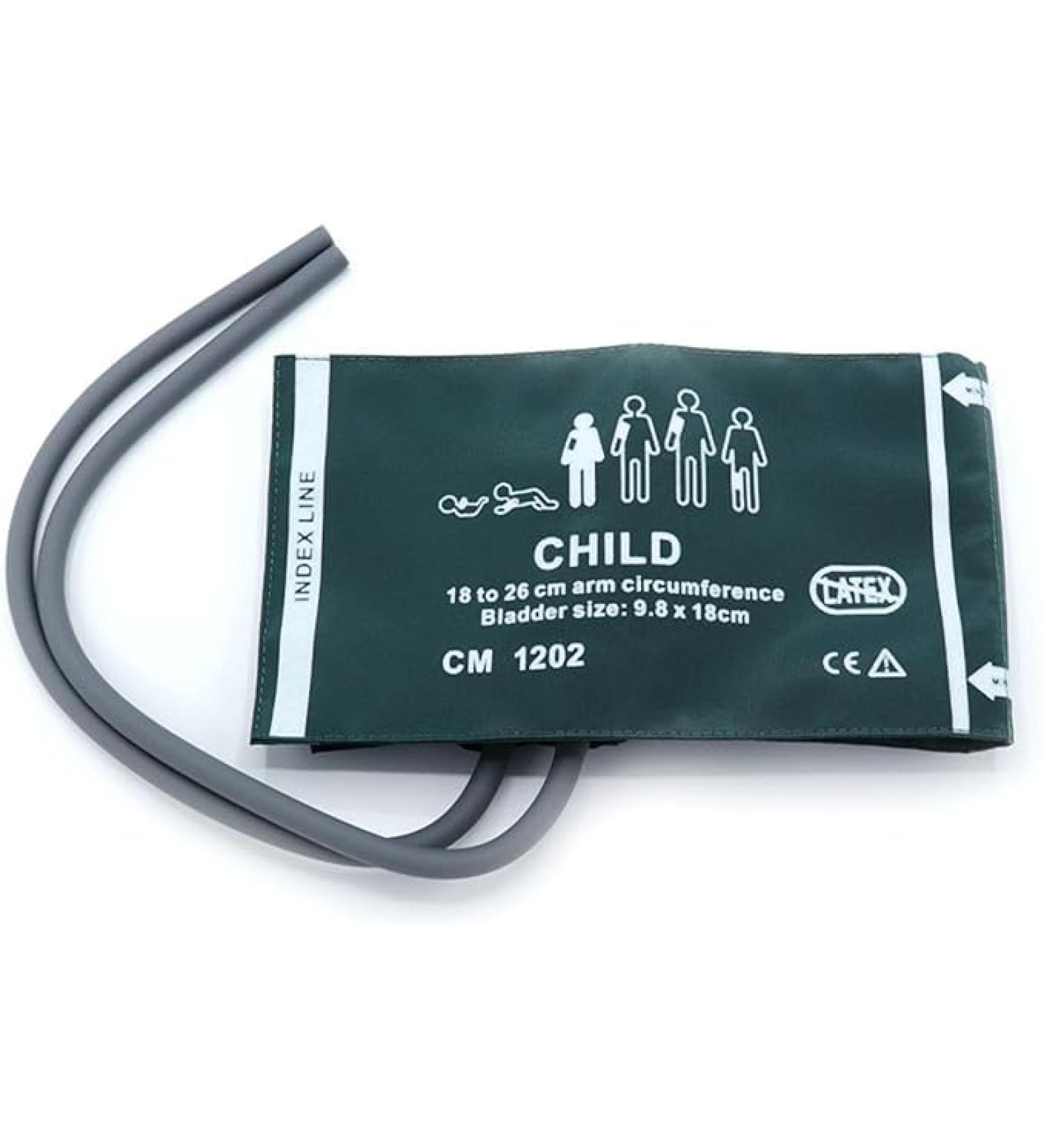 Universal NIBP Cuff for Pediatric Child 18-26cm Double Tube Reusable Nylon Replacement Blood Pressure Cuff No Connector. Child Green Nylon+dual Tubes - Buy Online on GoSupps.com