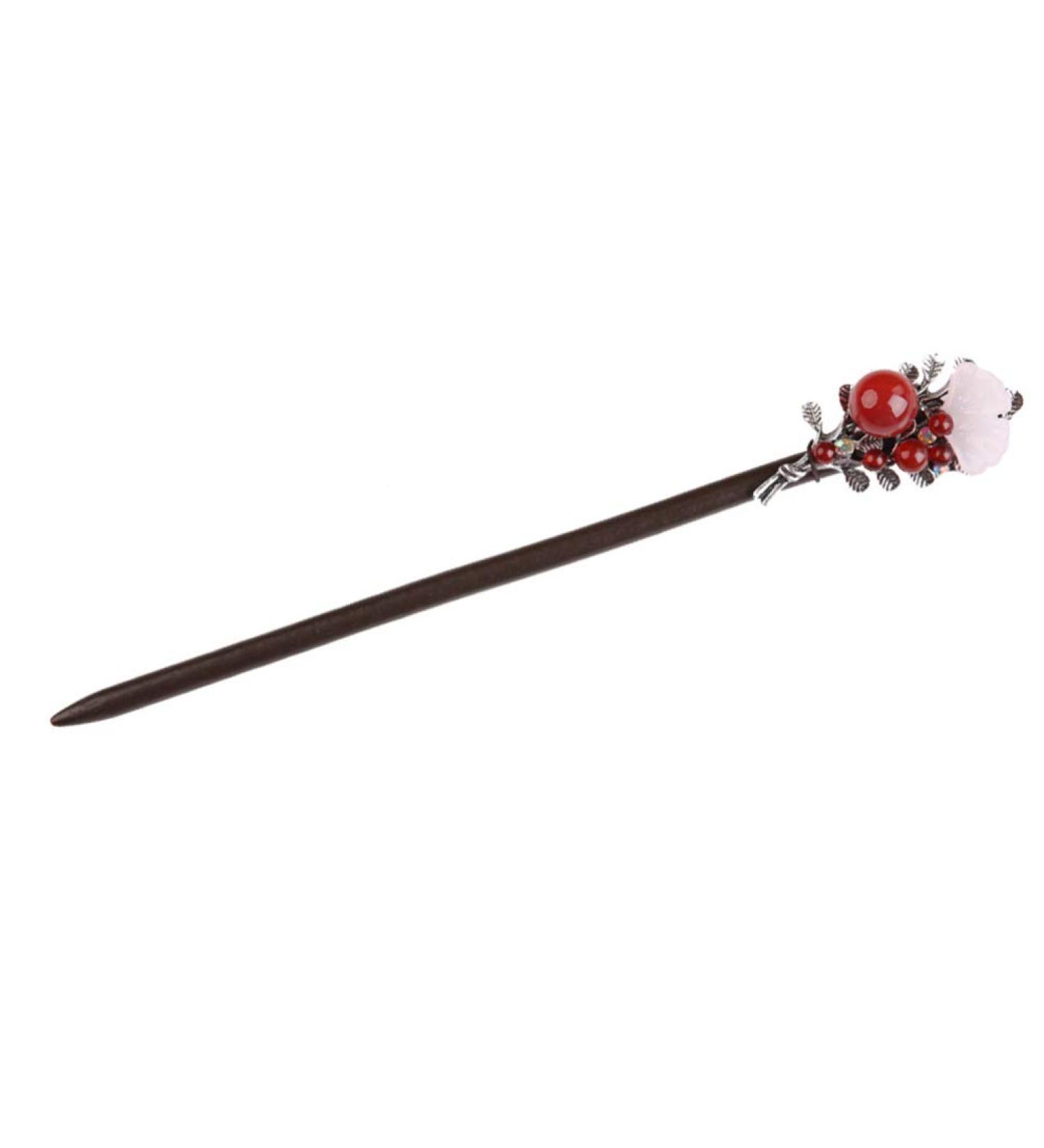 FRCOLOR Chinese Hair Stick Flower Hair Chopsticks Red Agate Vintage Hairpin Chignon Pin Hair Styling Hair Making Accessories for Women Wedding Hanfu Cheongsam - Buy Online on GoSupps.com