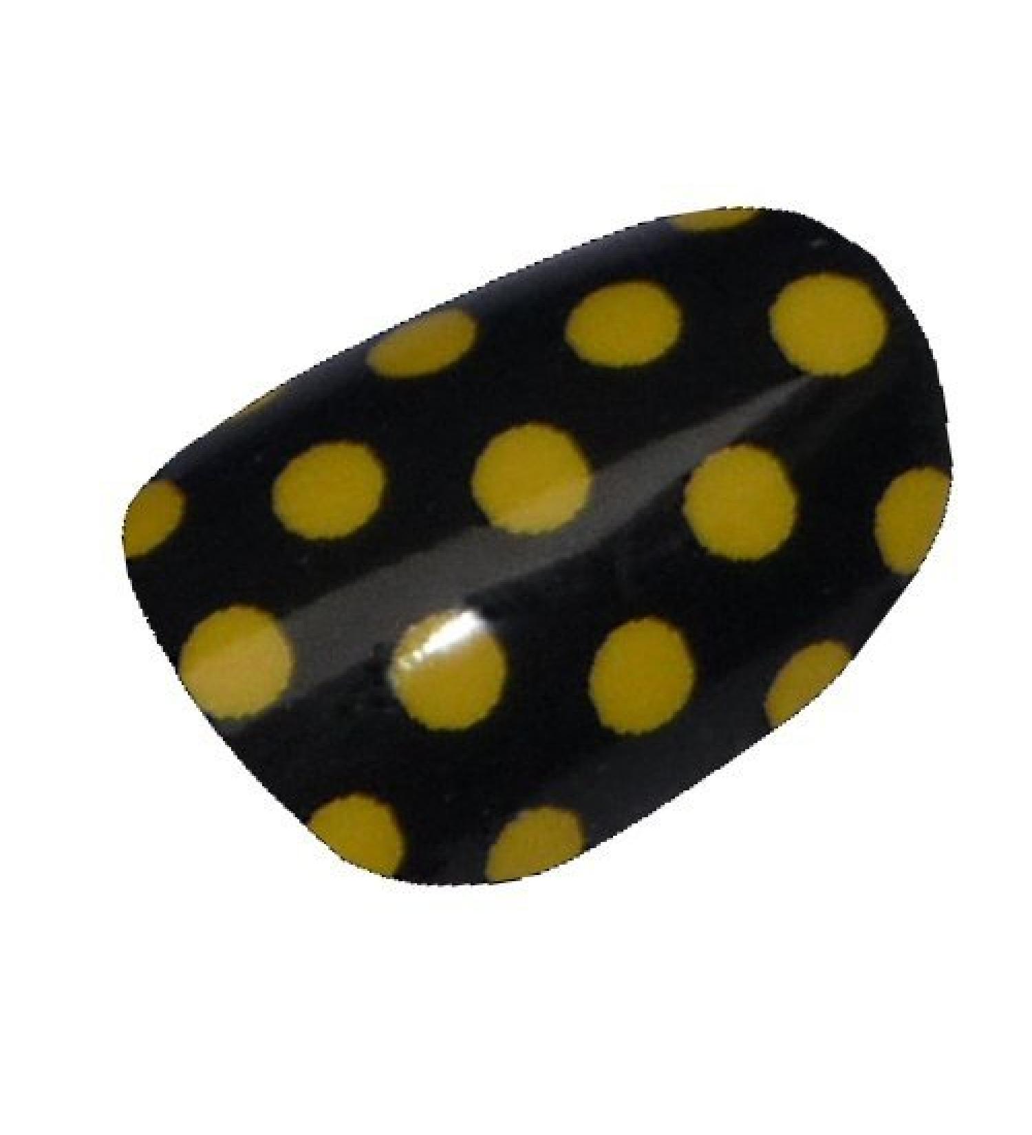 Chix Nails Polka Dot Minx Trendy Style Fingers Toes Vinyl Foils Nail Wraps Yellow on Black