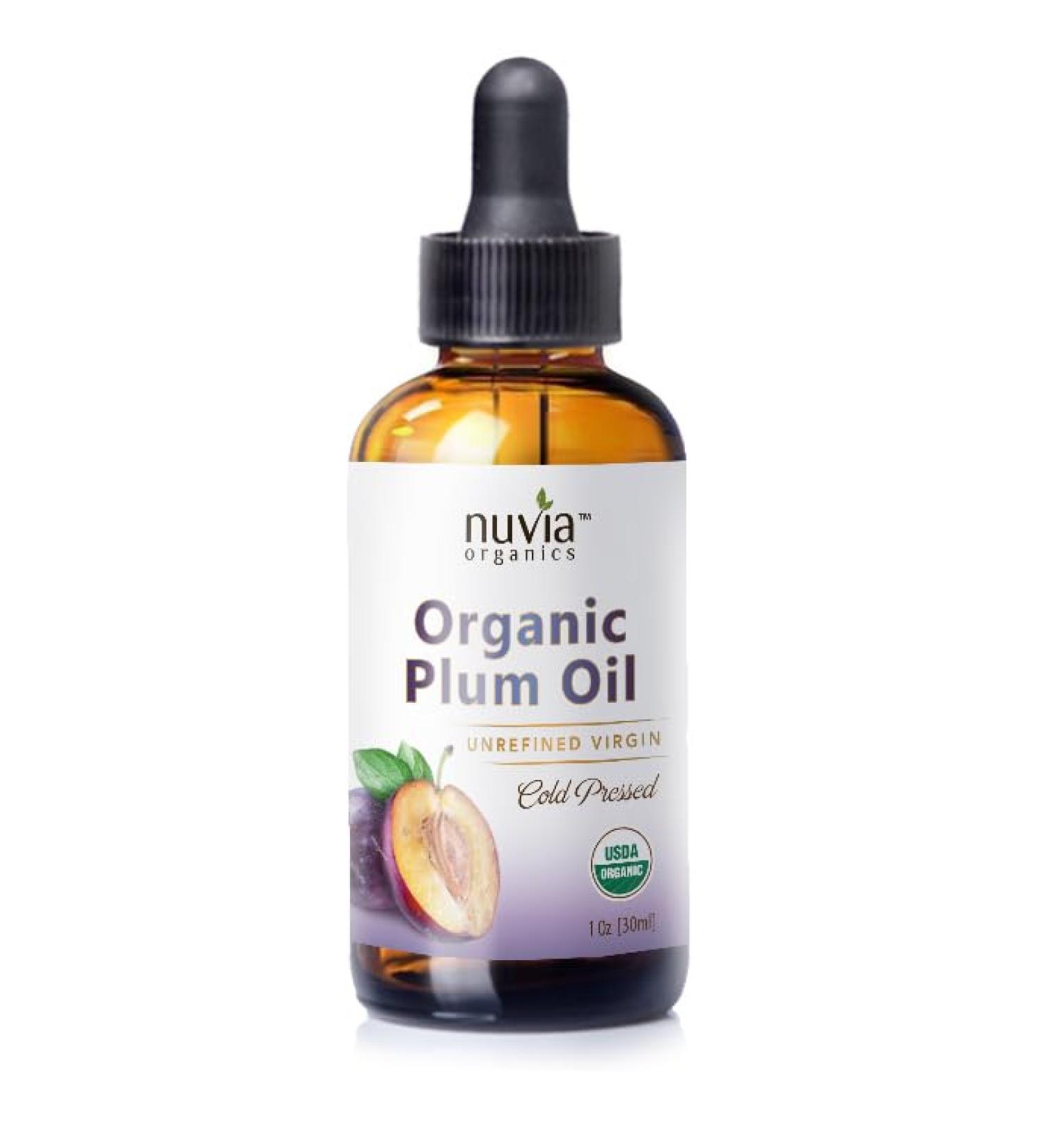 Nuvia Organics Plum Oil - USDA Certified Organic Cold Pressed Unrefined (Virgin) 1oz