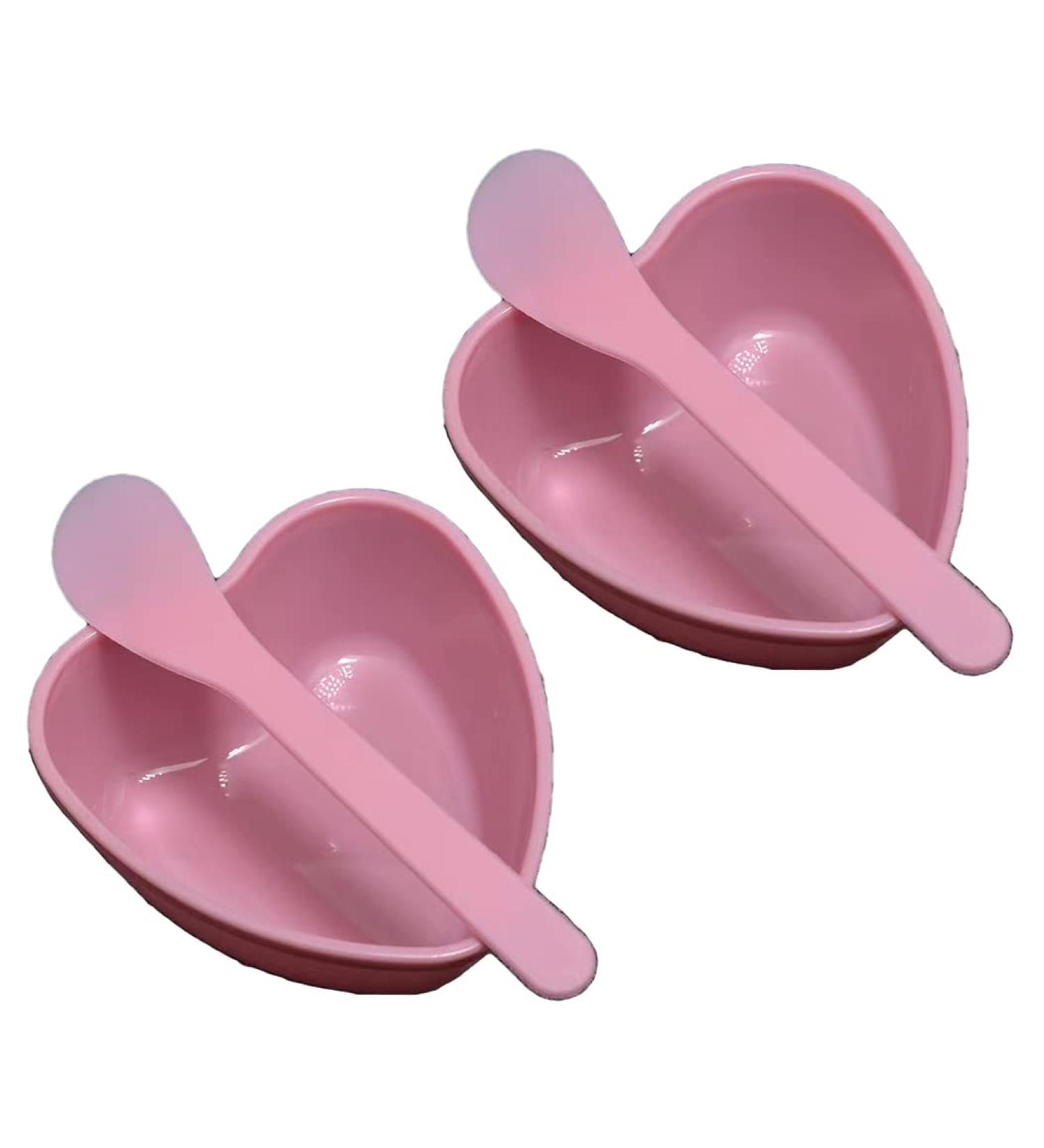 2 Sets Pink Heart Shaped Facial Mask Mixing Bowls with Spatula | DIY Skin Care Tool Kit for Women | Perfect for Home & Beauty Salon Use - Buy Online on GoSupps.com