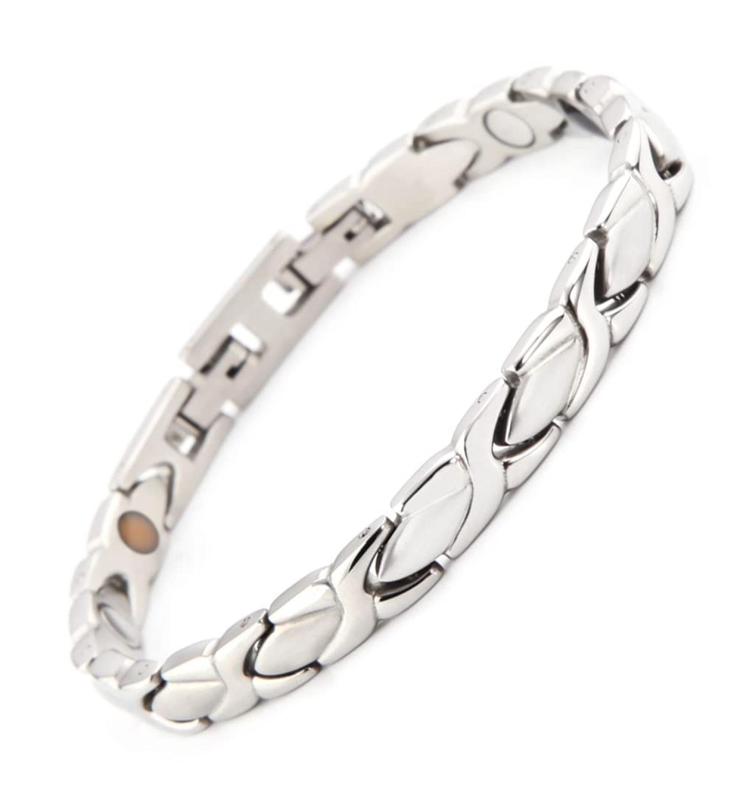 Magnetic Therapy Bracelet - Adjustable Silver Germanium Health Bracelet for Men | Perfect Gift 20cm - Buy Online on GoSupps.com