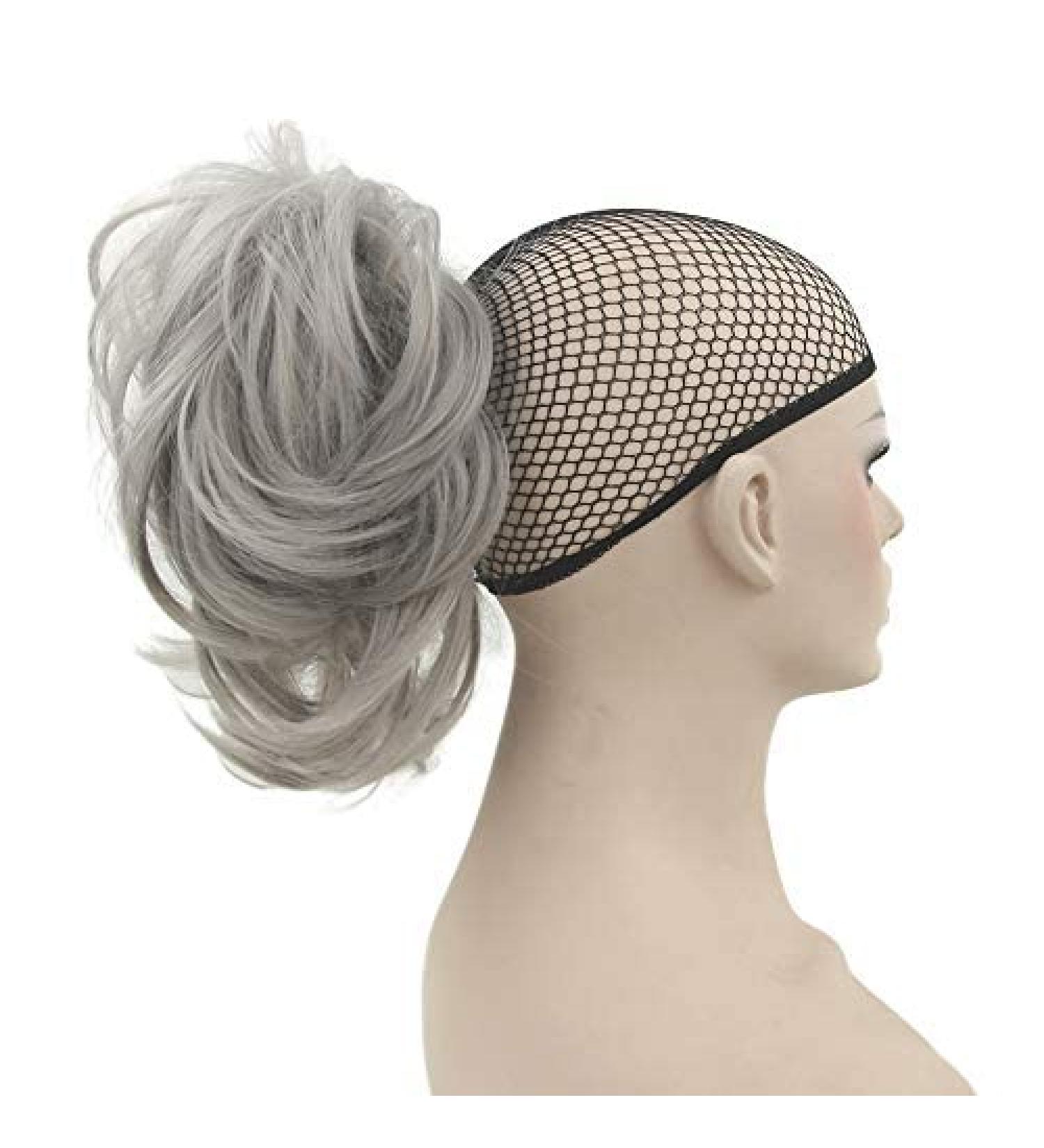 IMISSU Curly Flexible Claw Ponytail Hairpieces Synthetic Clip In Hair Extensions Little Pony Tail Hair Pieces (Grey)