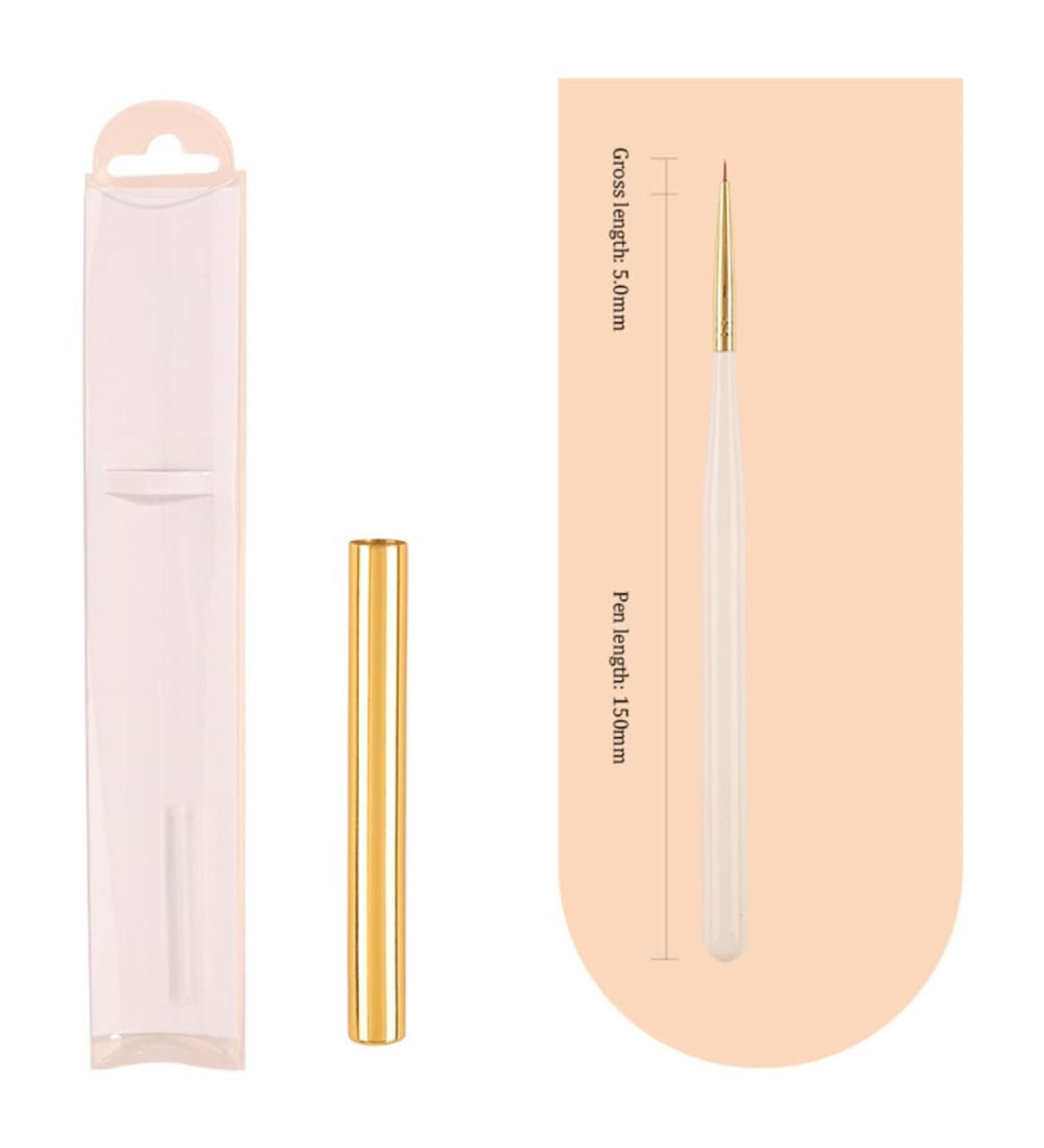 Japanese White Gold Rod Nail Pen Set - 12 Sizes Nail Brush Pen Set for Manicure