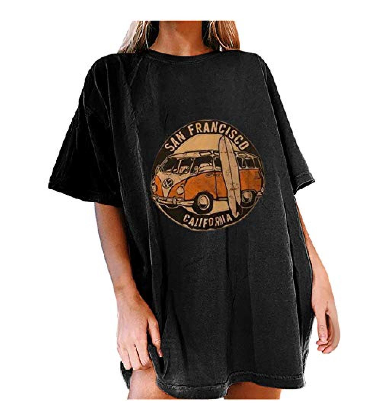 HSSDH Women's Oversize Graphic Printed Tee | Short Sleeve Round Neck Loose Tshirt - Black, Medium - Buy Online on GoSupps.com