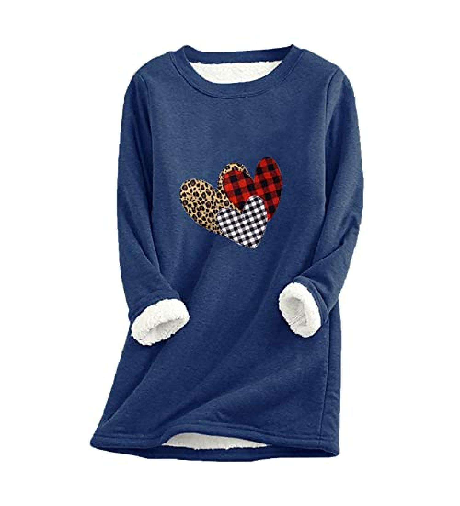 PVC Spring Fashion Women's Crew Neck Pullover Shirt - Solid Fleece Blouse, Christmas Tree Sweatshirt, Long Sleeve Top - Blue (Size Small) 2023 - Buy Online on GoSupps.com
