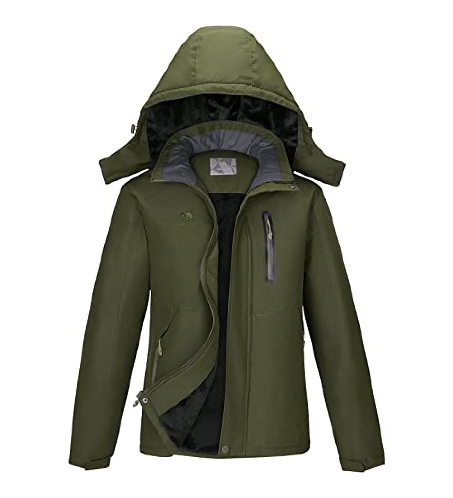 CAMEL Men's Winter Ski Jacket | Waterproof Snow Coat with Hood | X-Large Army Green - Buy Online on GoSupps.com