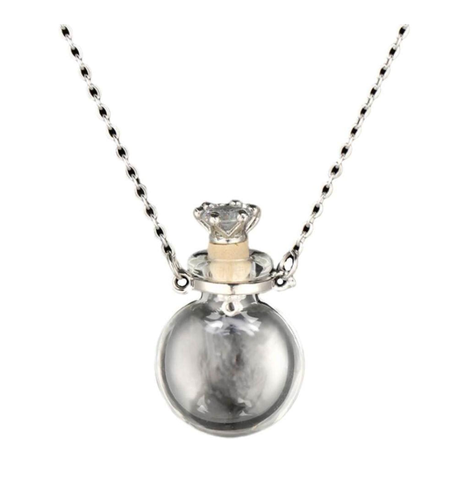 Lodmloer Memorial Sacific Hall Mini Glass Necklace with Crown Stopper - Heart Urn Jewelry for Ashes - 60cm Essential Oil Holder - Buy Online on GoSupps.com