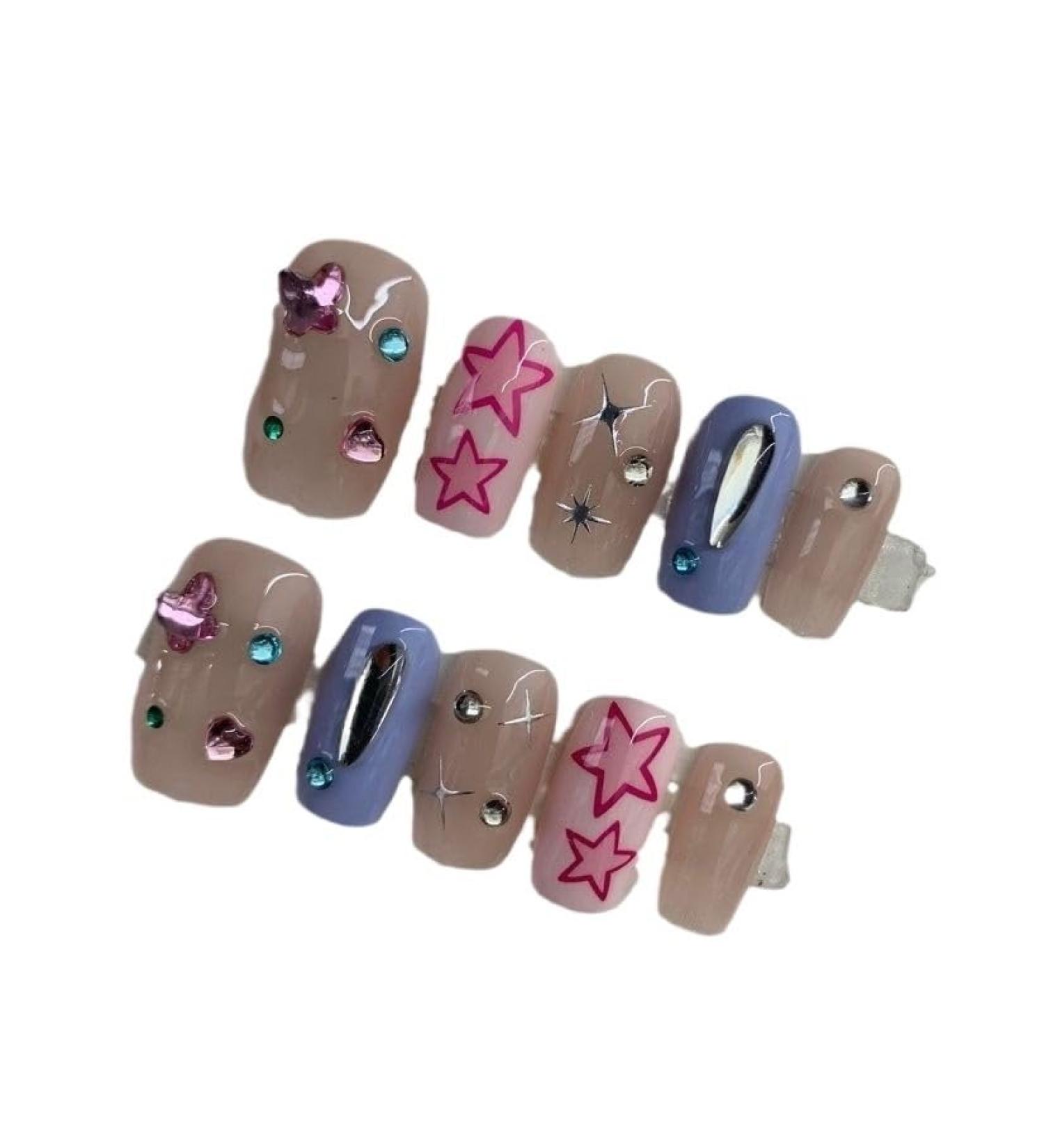 Handmade Wearing Nail Cute Star Gentle Fake Nail Beauty (Color : A Size : L) - Buy Online on GoSupps.com