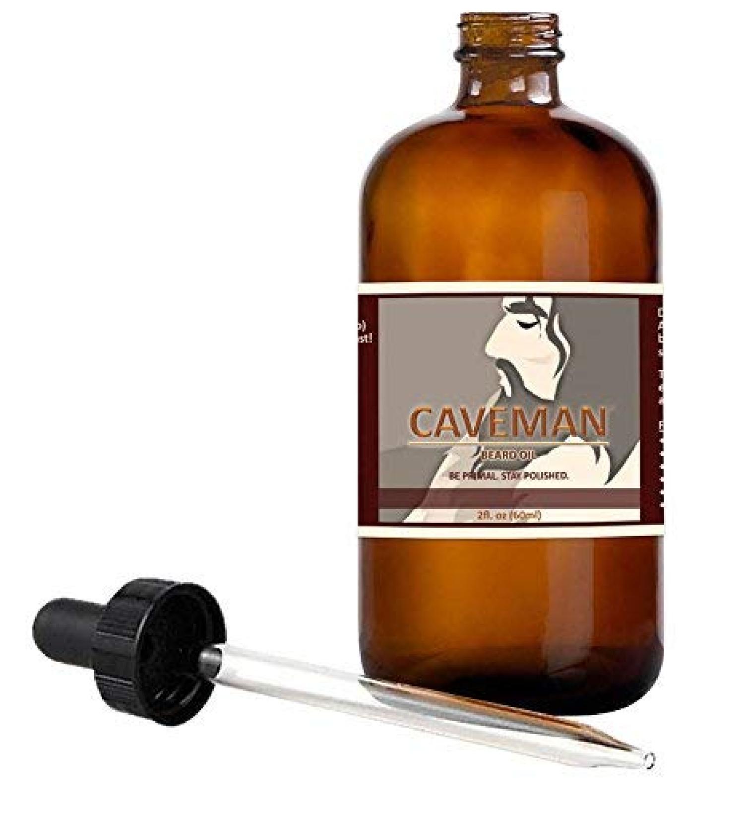 Caveman Orange Bourbon Beard Oil Leave in Conditioner 2oz Glass Bottle and Dropper