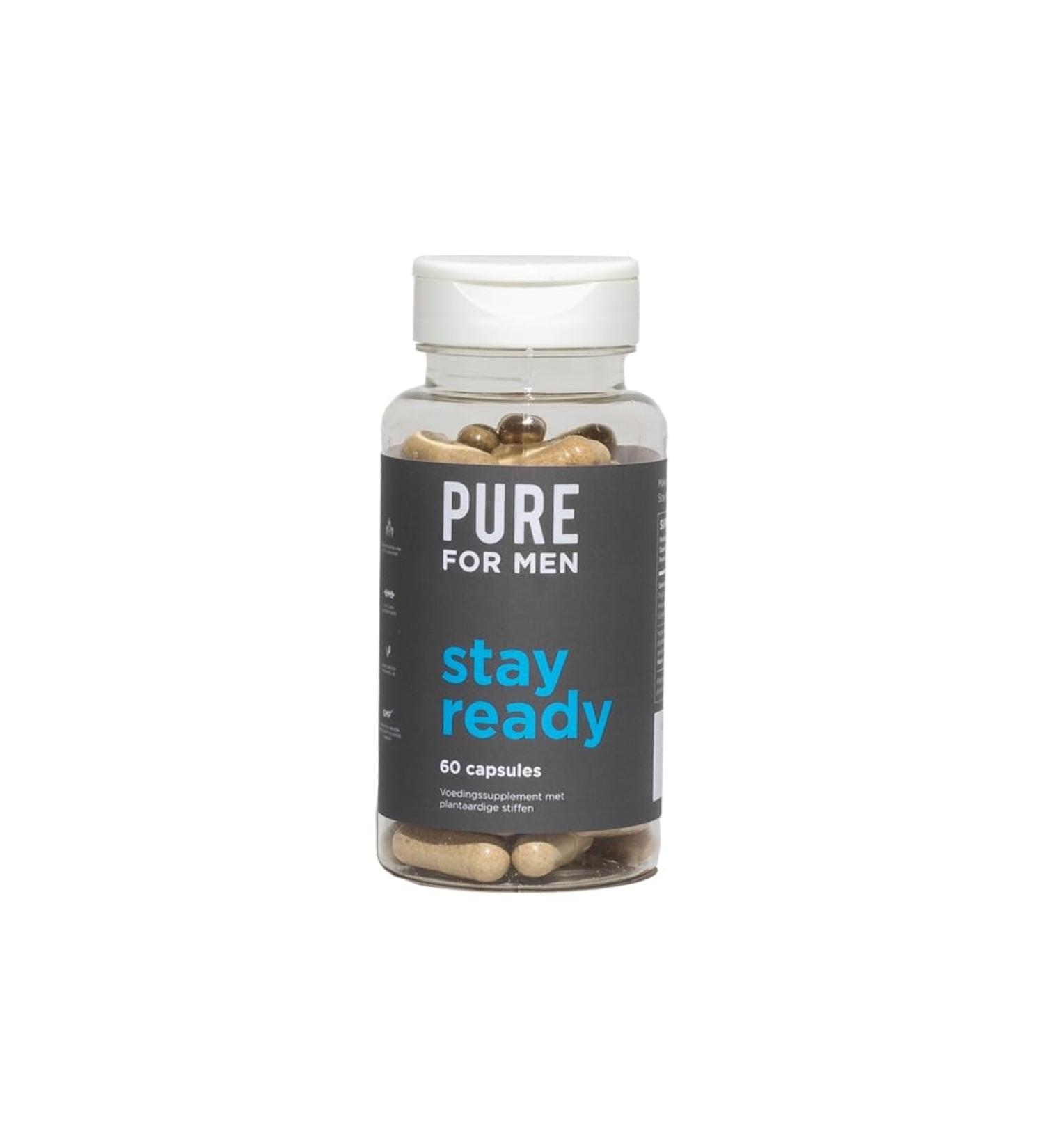 Pure for Men Original Stay Ready Fiber Supplement 60 Vegan Capsules Psyllium Fiber Aids Digestion Psyllium Fiber Chia Seeds Oat Fiber Proprietary Formula Oat Fiber 60 units Pack of 1 - Buy Online on GoSupps.com