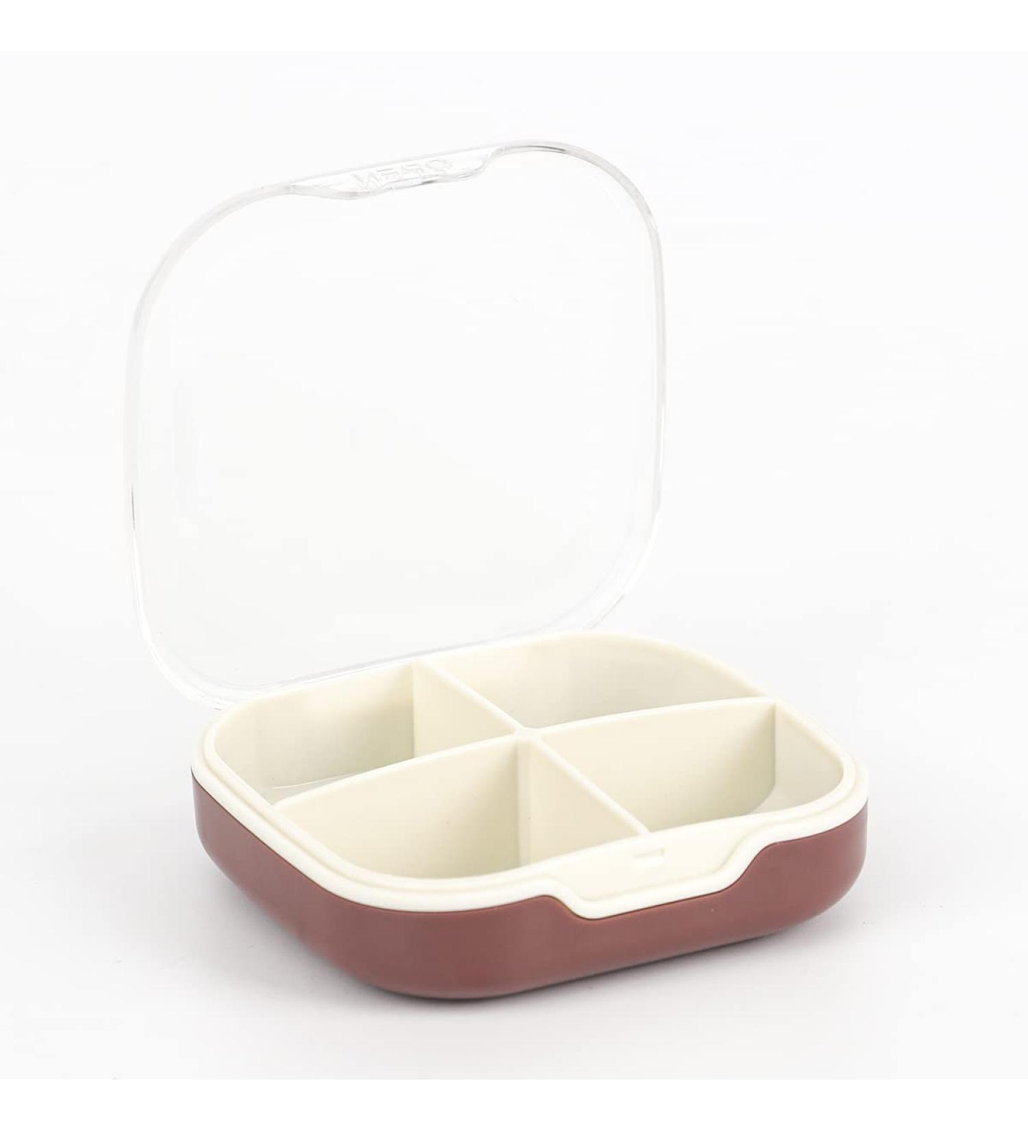 Portable Travel Pill Box - 4 Compartment Daily Organizer for Medicines Vitamins & Fish Oil (Purple - Buy Online on GoSupps.com