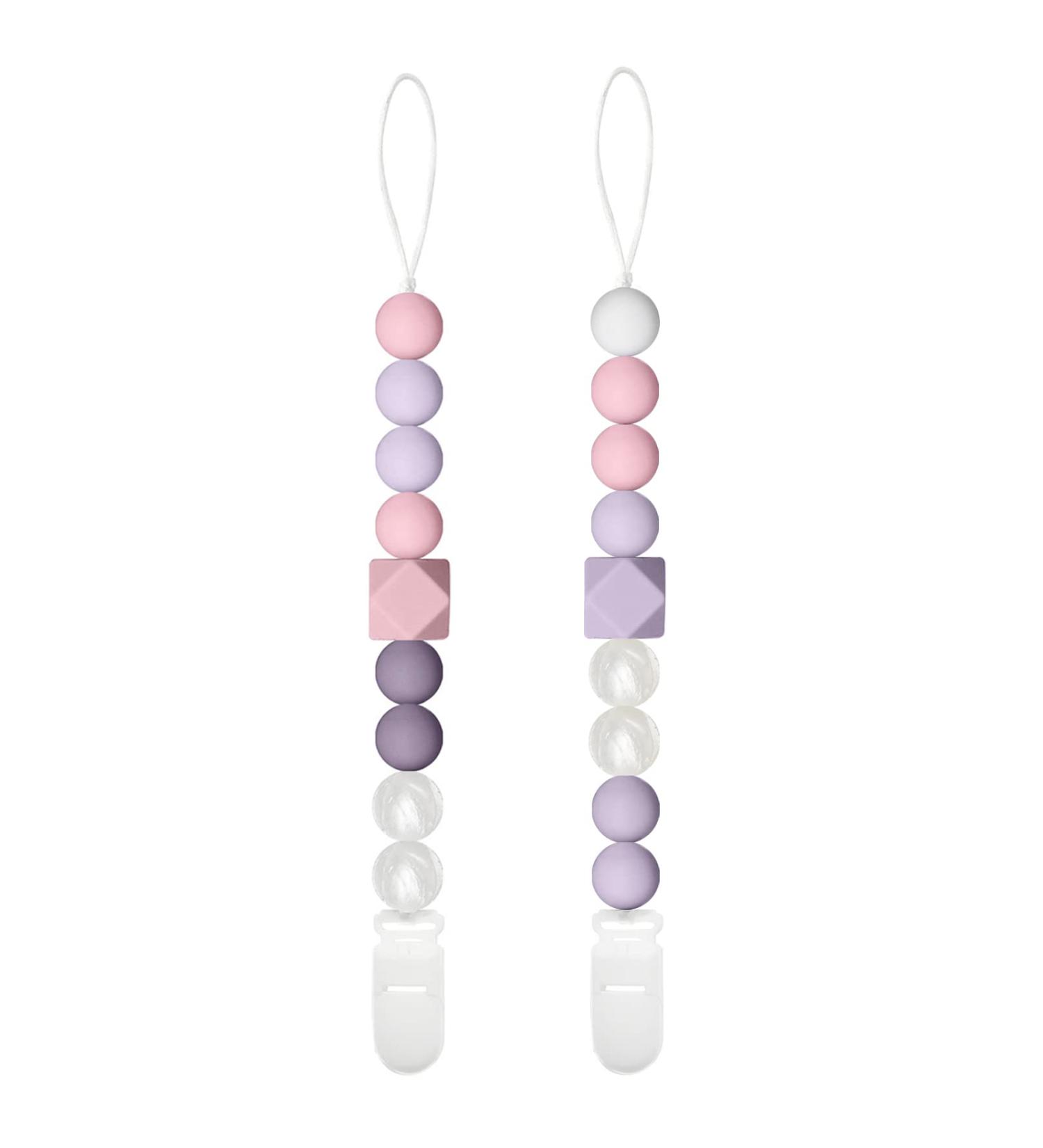 Flow Fire Silicone Dummy Clip - 2Pcs for Girls and Boys | Purple & White | Universal Fit for All Soothers and Dummies - Buy Online on GoSupps.com