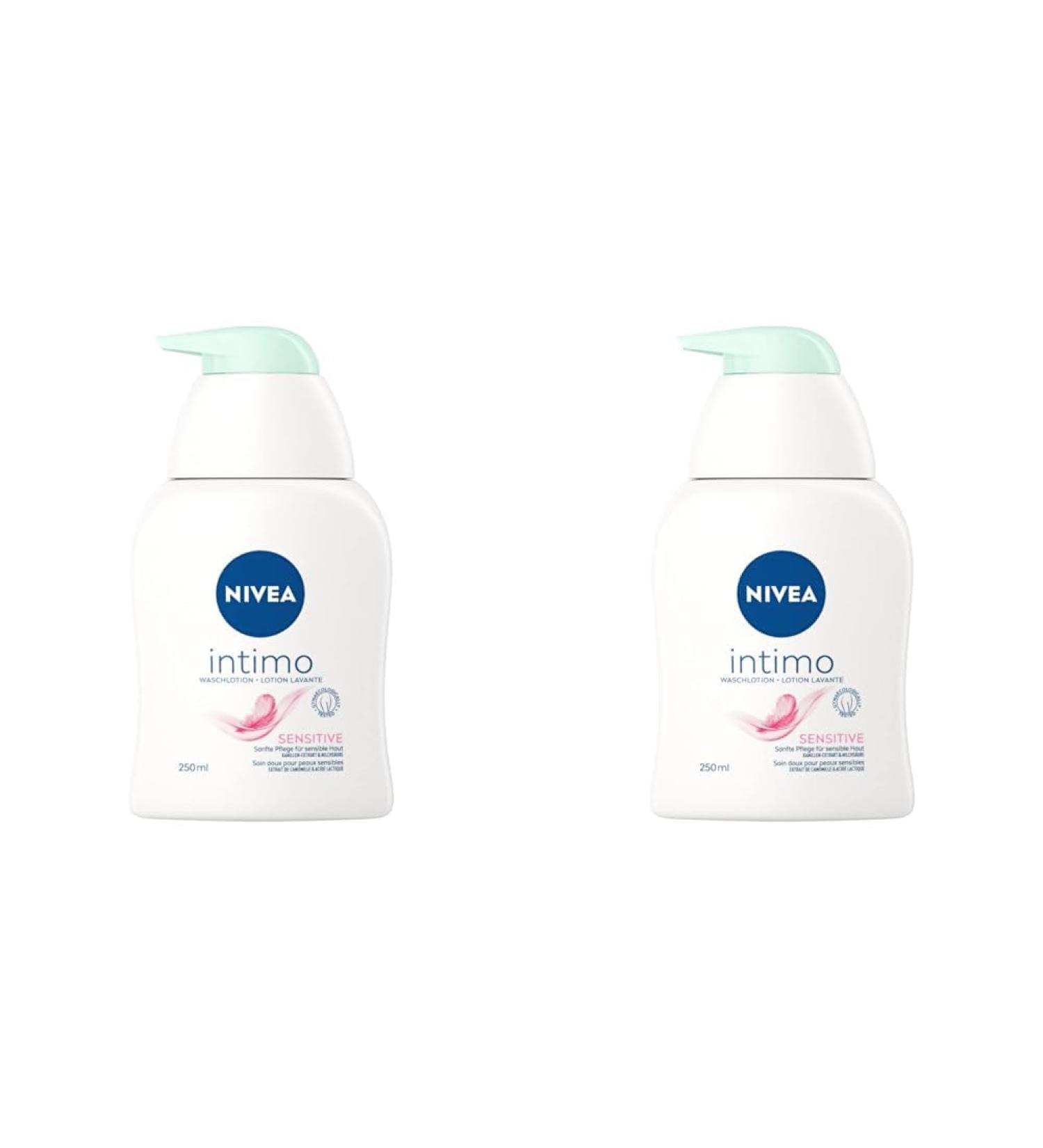 Nivea Intimo Wash Lotion Sensitive 250 ml - Gentle Intimate Gel with Lactic Acid & Chamomile - 2-Pack for Sensitive Skin - Buy Online on GoSupps.com