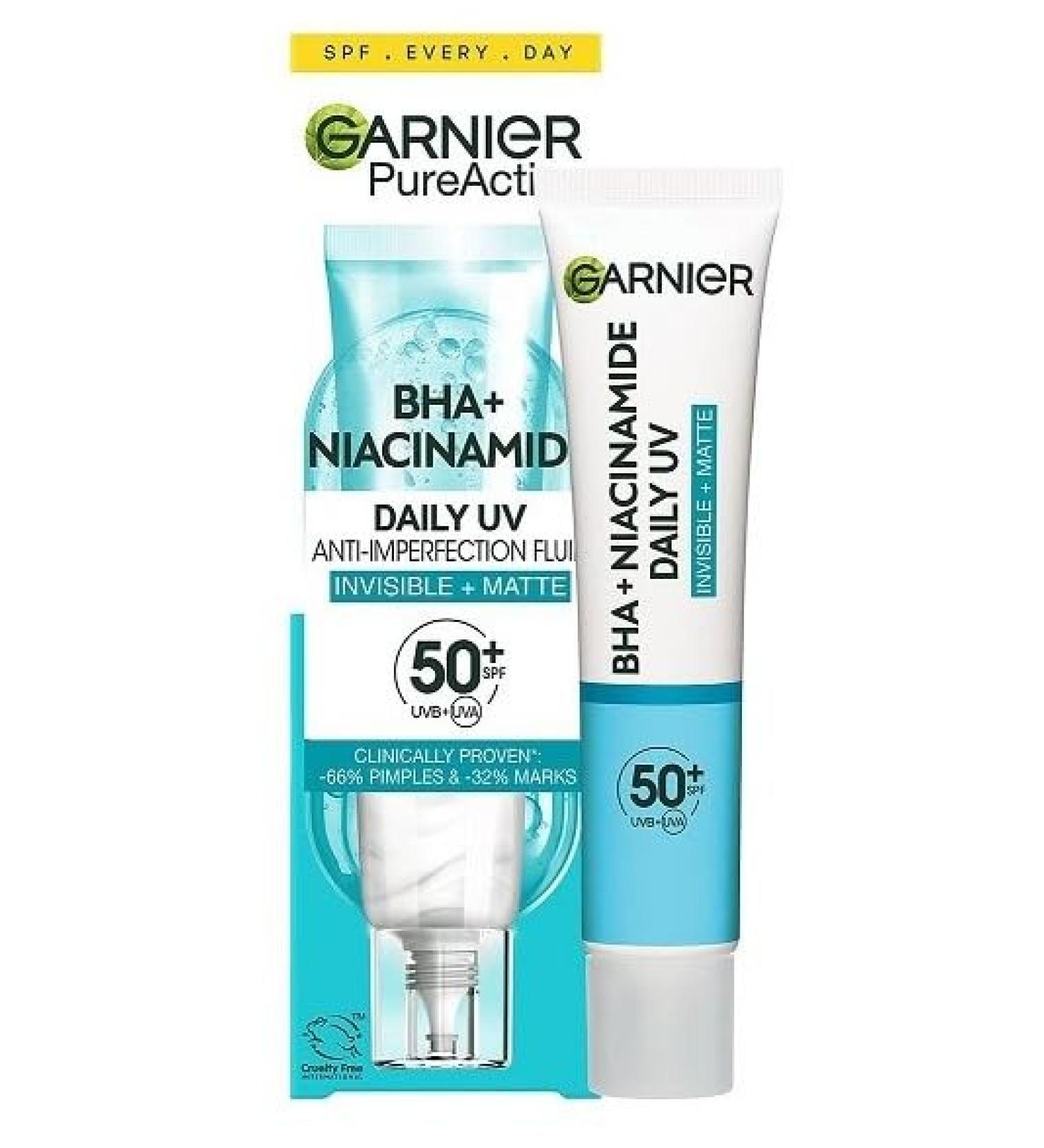  Garnier GARNIER PURE ACTIVE DAY MAT FLUID BHA ET NIACINAMIDE SPF 50 40 ML - Buy Online on GoSupps.com