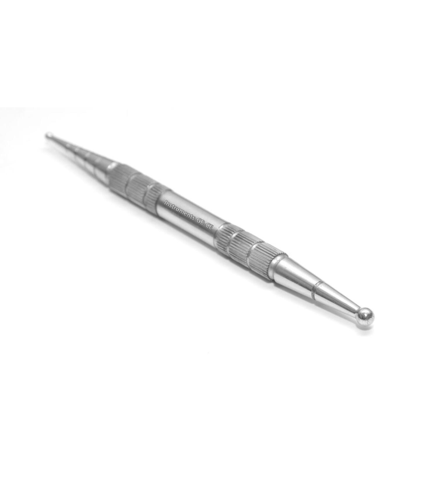 Acupressure pen made of stainless steel 13 cm length - small / large ball: 2 / 4.5 mm