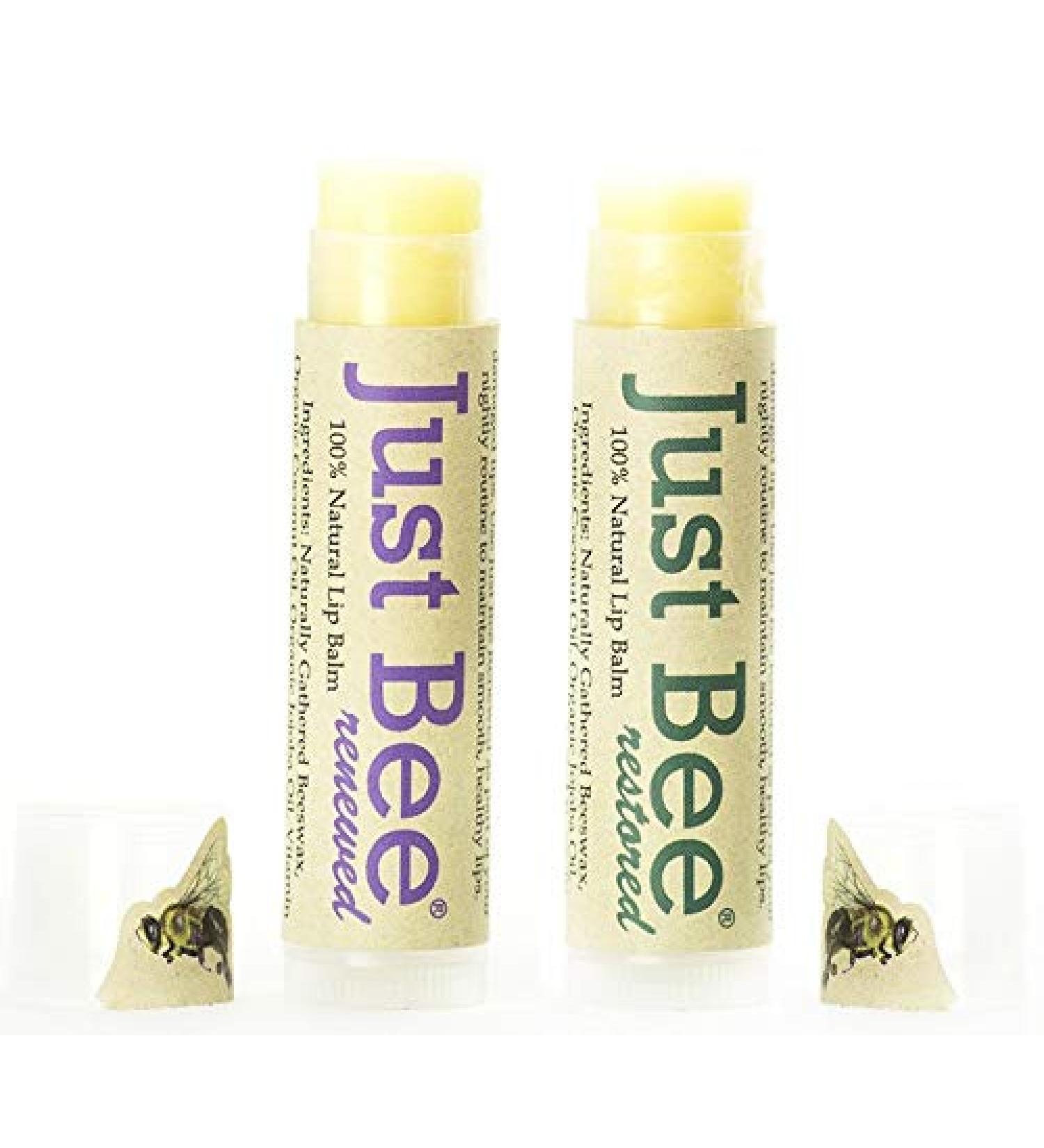 Just Bee 100% Natural Beeswax Lip Balm with Organic Oils (Lavender Propolis Bergamot 2 pack) - Buy Online on GoSupps.com