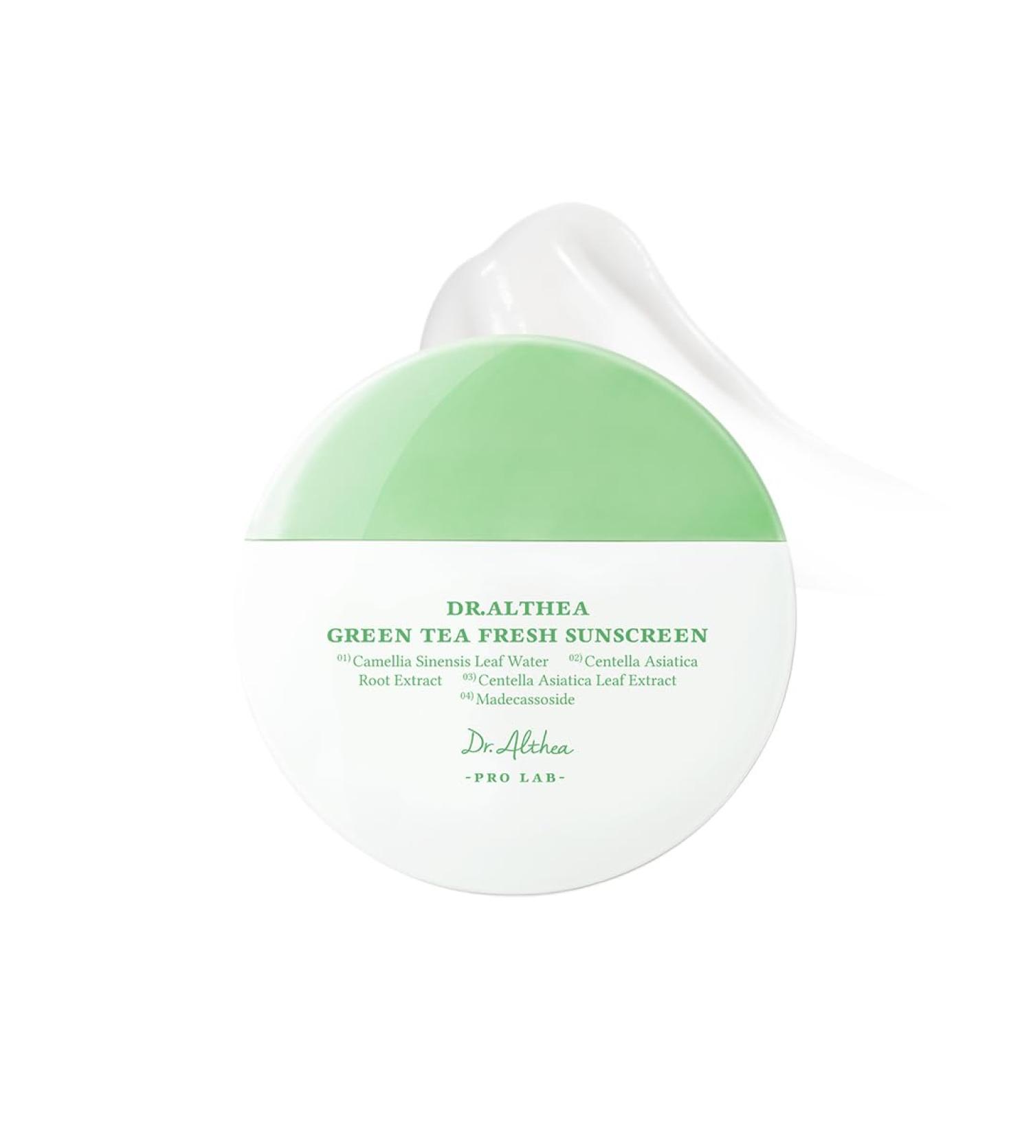 Dr.Althea Cr me solaire fra che au th vert | Cr me solaire l g re pour peaux sensibles | Centella pour apaiser et rafra chir la peau | Cr me solaire v g talienne cor enne pour le visage (45 ml SPF50