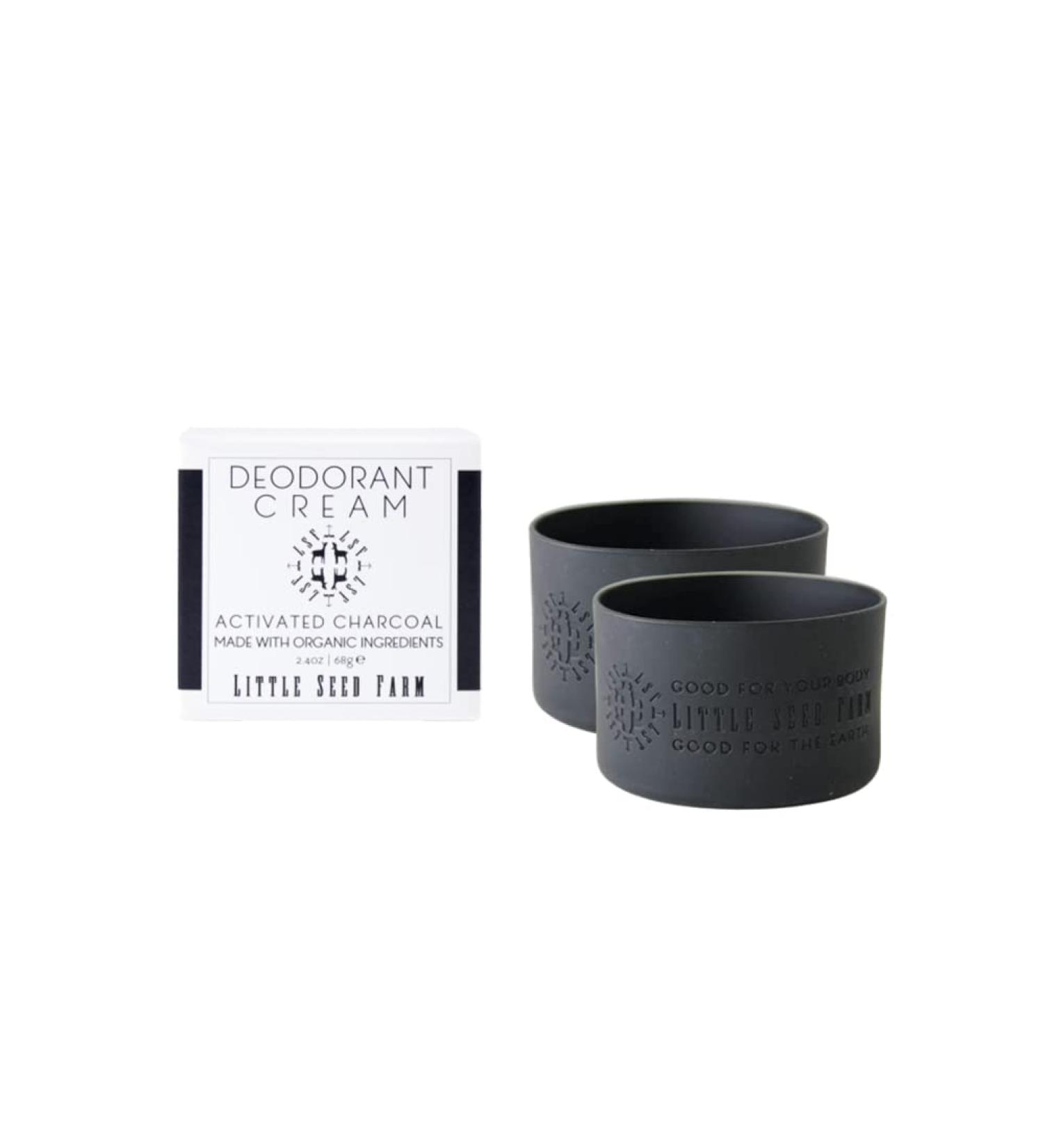 Little Seed Farm All Natural Deodorant Cream Aluminum Free Deodorant for Women or Men 2.4 Ounce - Activated Charcoal + Black Jar Sleeves - Buy Online on GoSupps.com