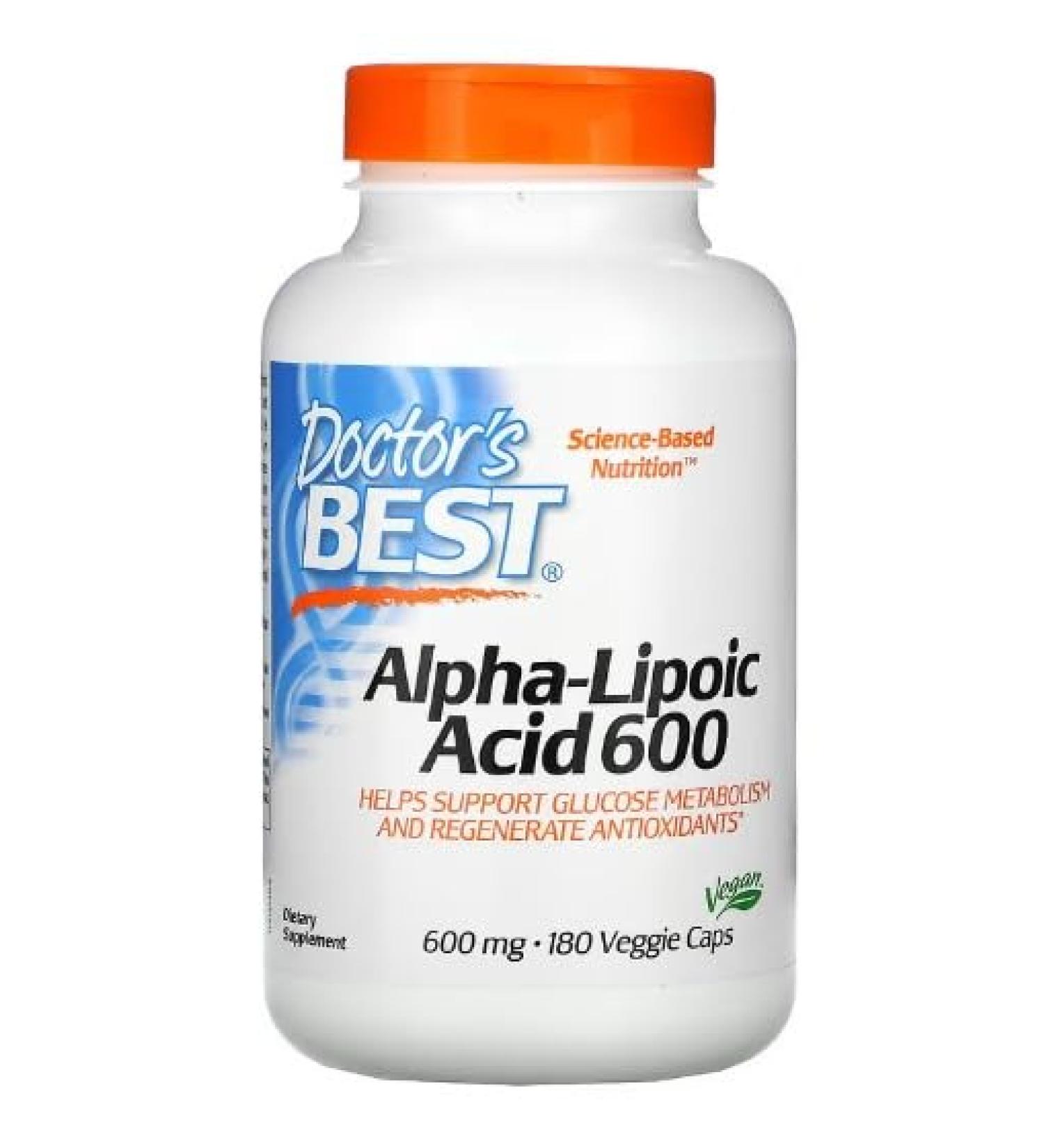 Doctors Best Alpha Lipoic Acid 600mg - 180 Vegan Capsules | Antioxidants for Metabolism Support - Buy Internationally - Buy Online on GoSupps.com