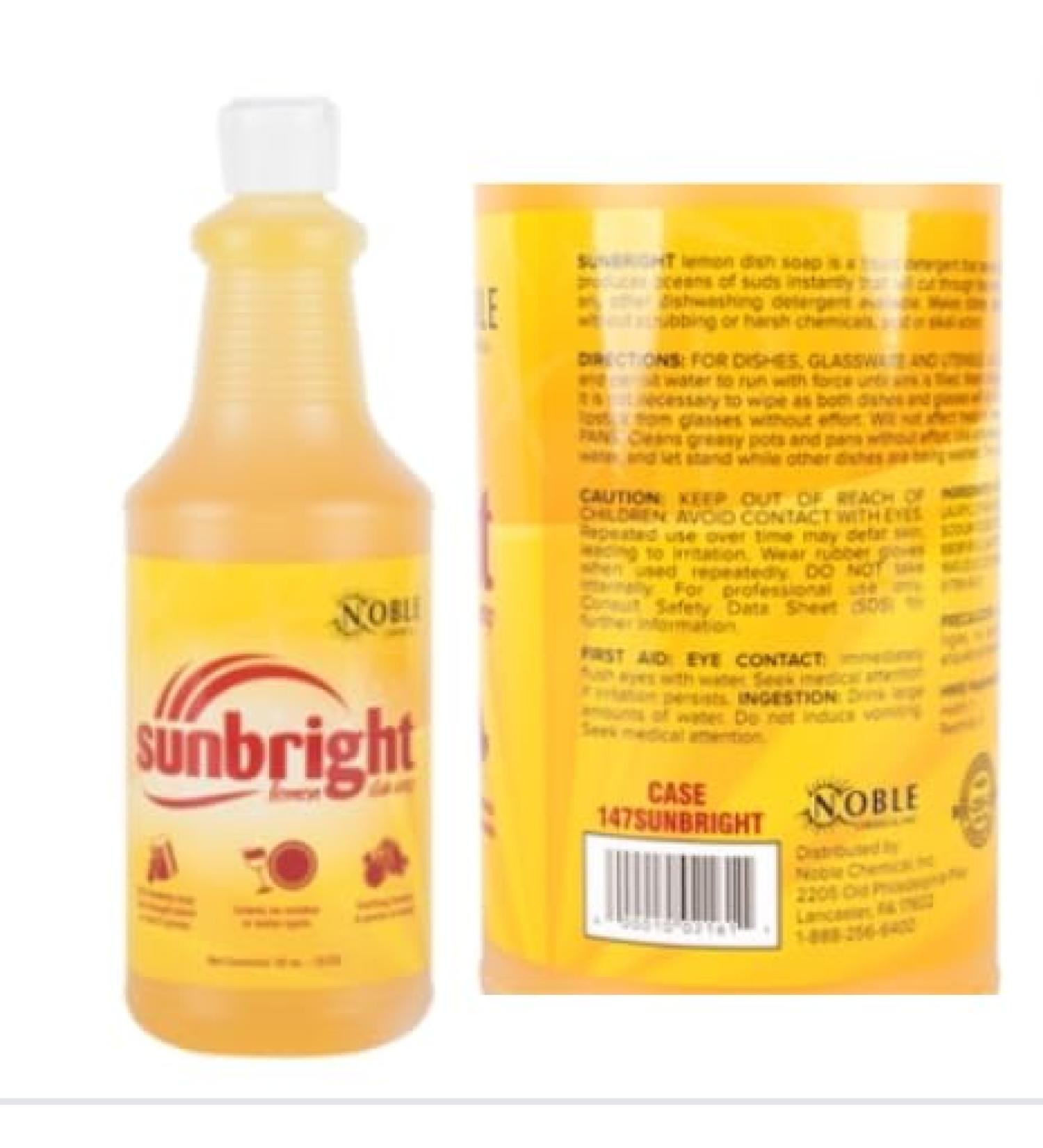 Noble Chemical Sunbright 1 Qt. / 32 oz. Concentrated Liquid Dish Soap