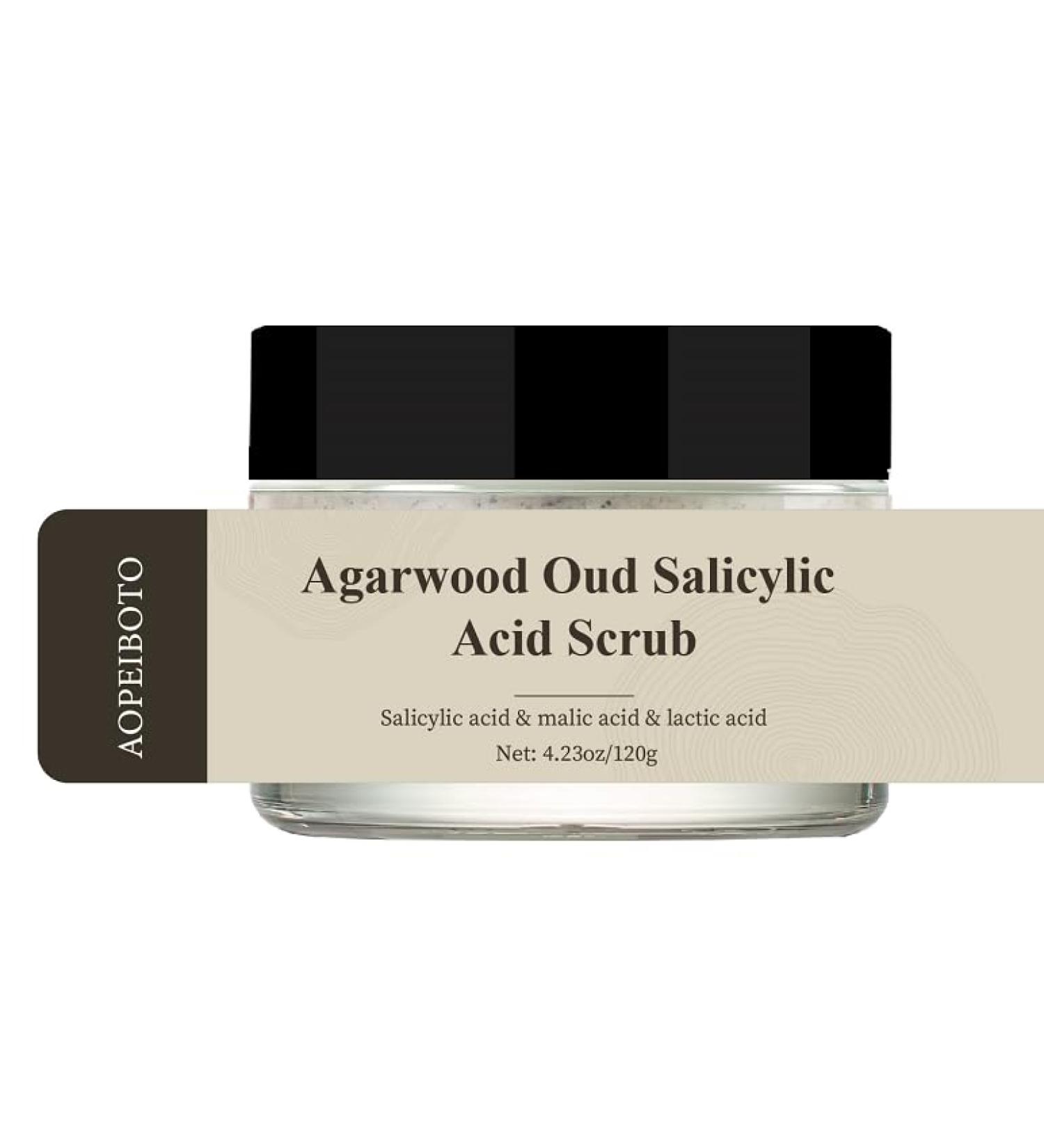 AOPEIBOTO Agarwood Oud Salicylic Acid Exfoliating Face Scrub 4.23 fl.oz/120g