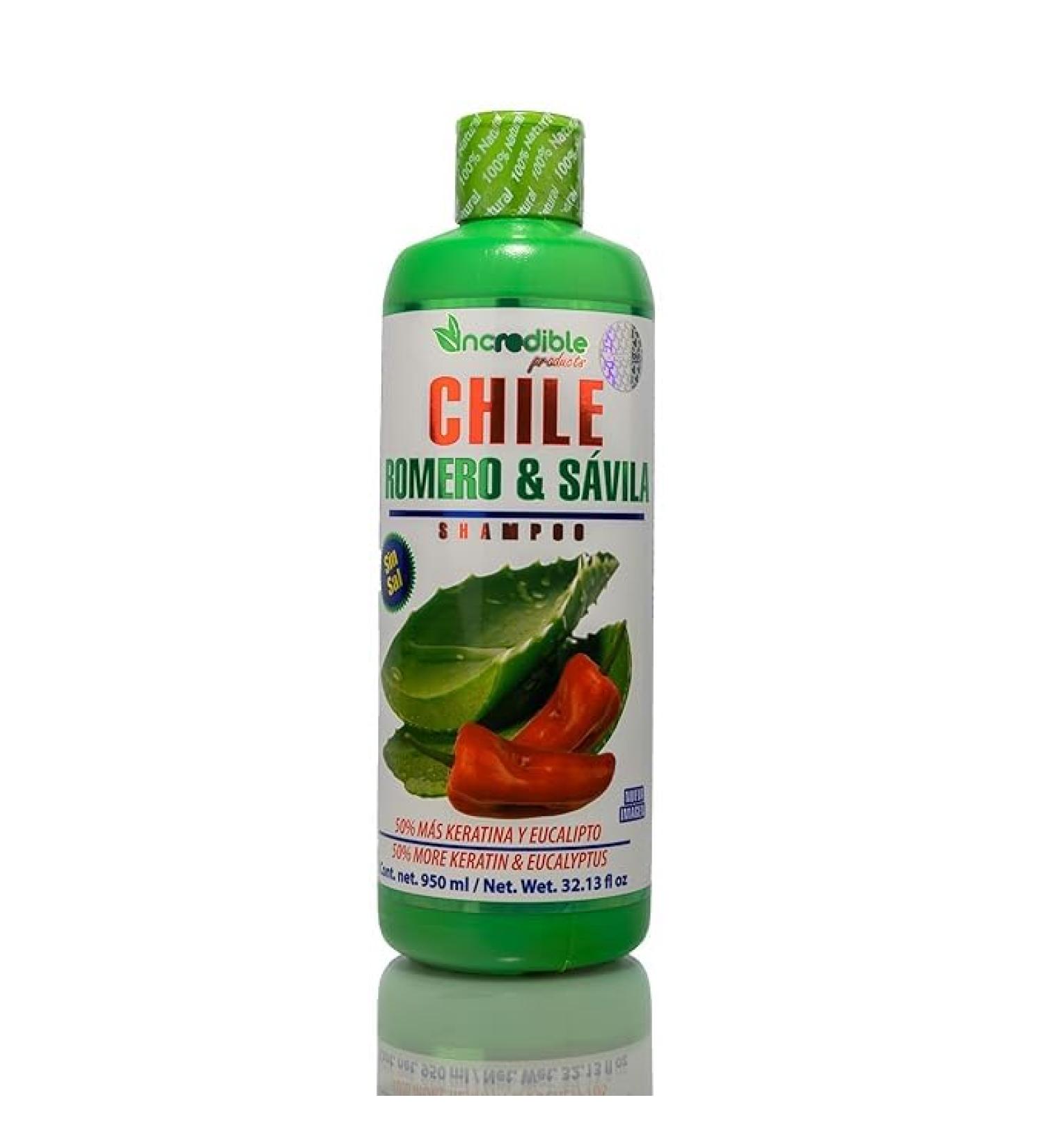 Chili Rosemary Aloe Vera Shampoo NO SALT - 32.13 fl oz | 50% More Keratin & Eucalyptus | Best Hair Care for Healthy Scalp - Buy Online on GoSupps.com