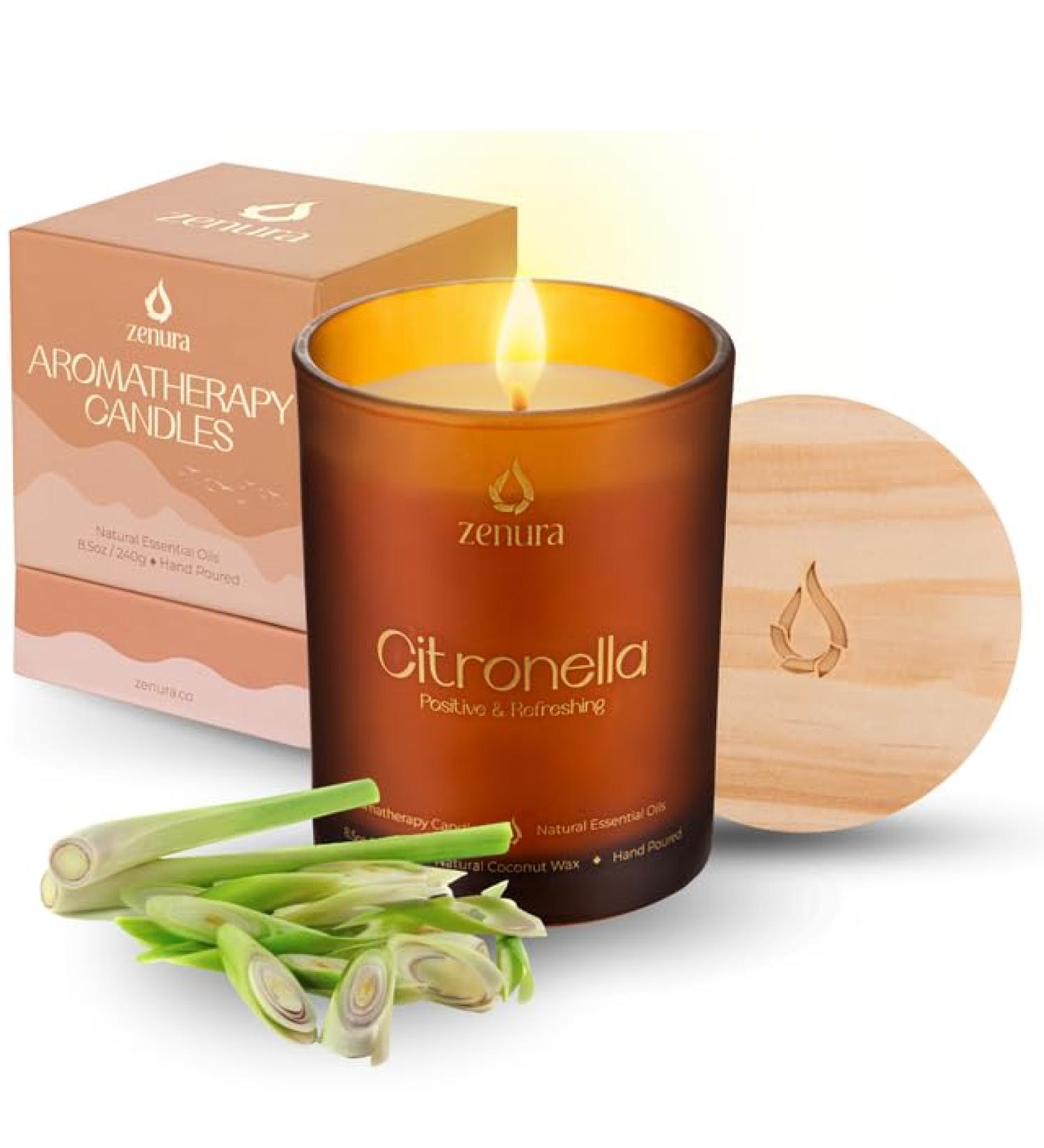 Citronella Stress Relief Candle - 8.5 oz | Natural Coconut Wax | Ideal Gifts for Men & Women | Summer & Yoga Relaxation - Buy Online on GoSupps.com