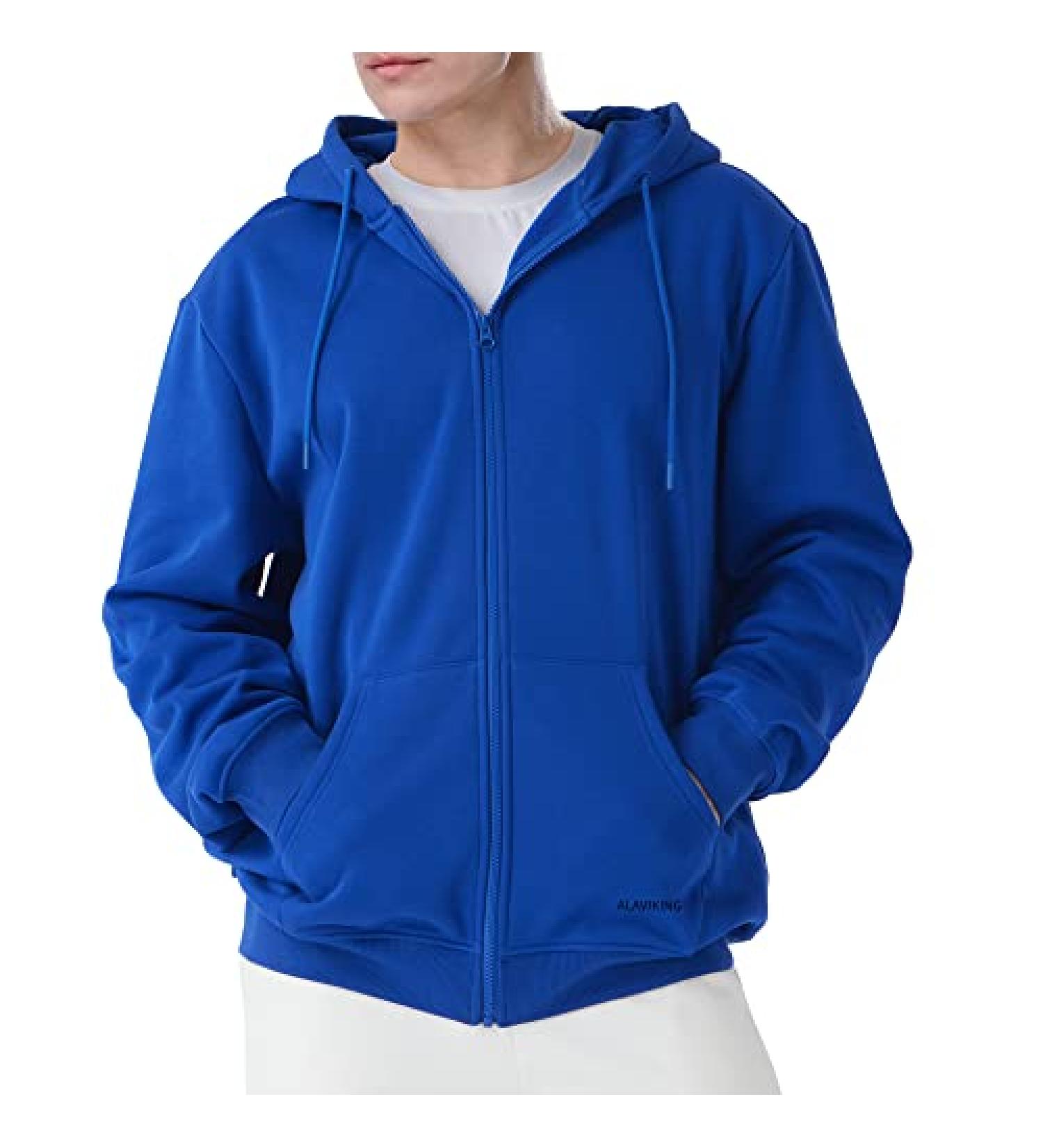 ALAVIKING Men's Blue Zip up Hoodie | Antistatic Fabric, Athletic Fleece, Size S-3XL - Buy Online on GoSupps.com