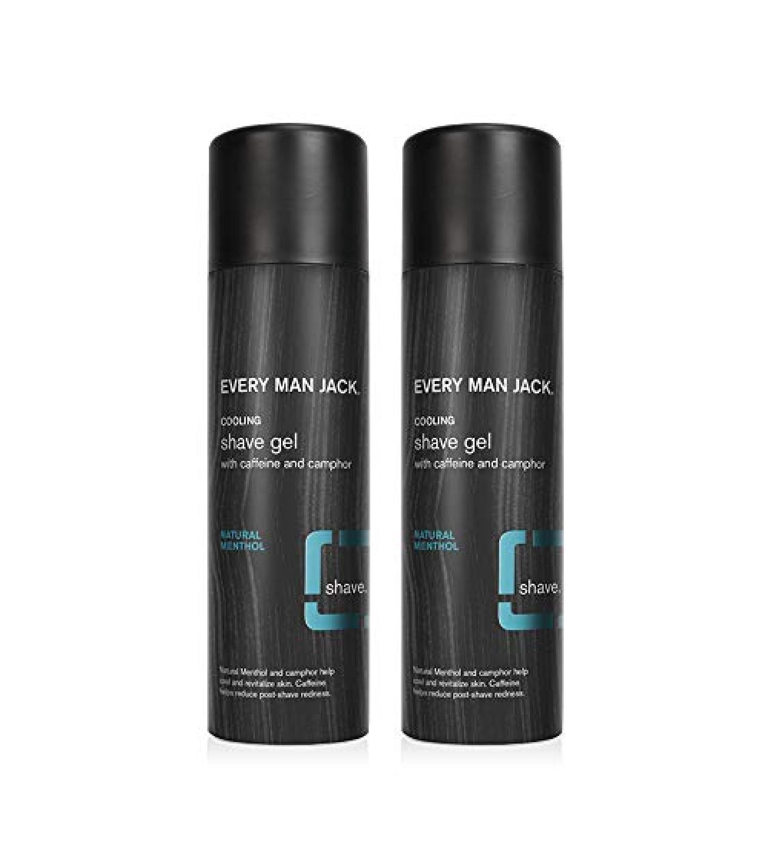 Every Man Jack Menthol Shave Gel for Men - 7oz Twin Pack | Natural & Refreshing - Buy Online on GoSupps.com