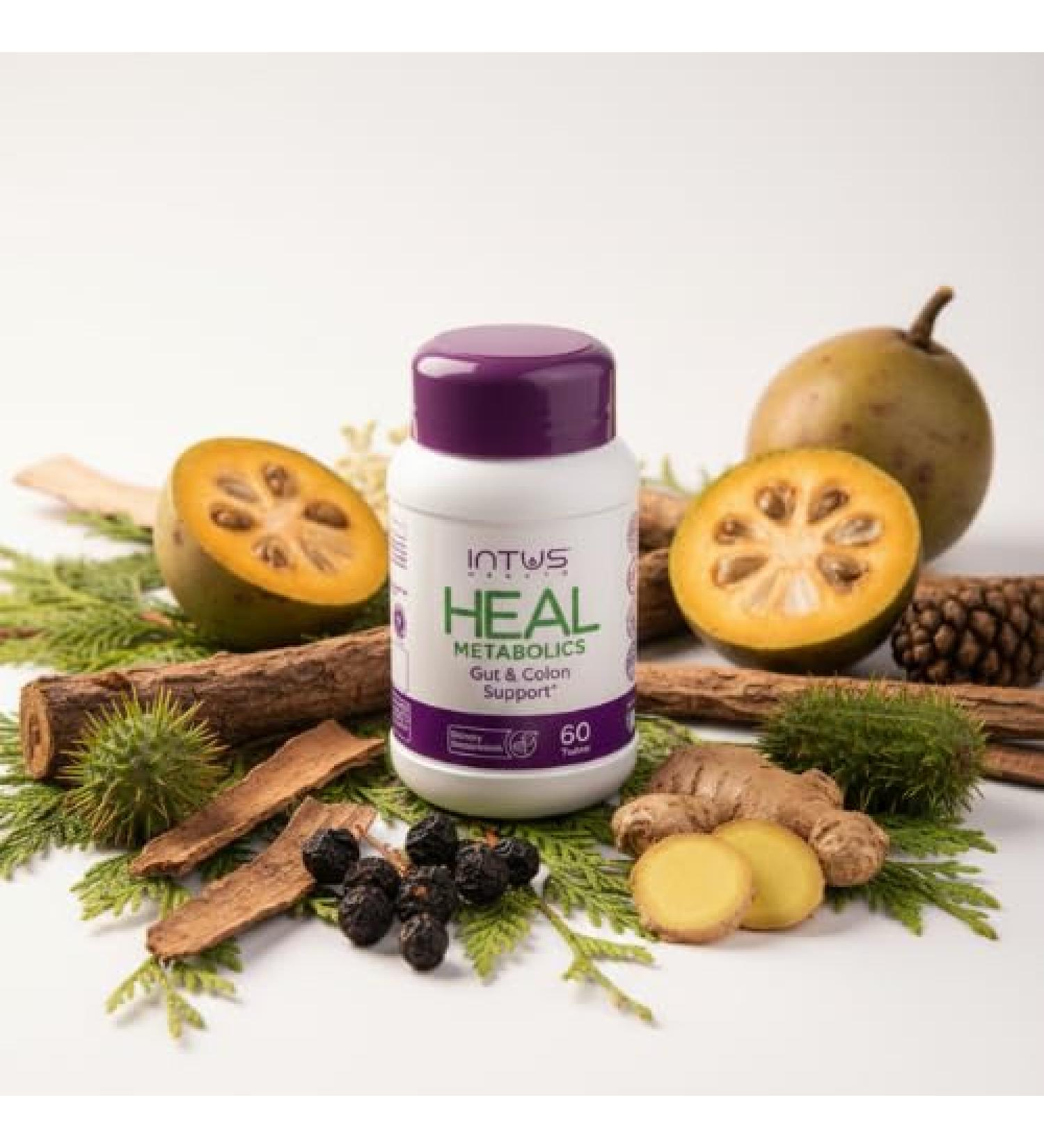 Intus Heal Colon Cleanse and Gut Health Supplement for Men and Women - Ayurvedic Detox Cleanse for Digestive Health - Gut & Body Detox for Women - 60 Tablets - Buy Online on GoSupps.com
