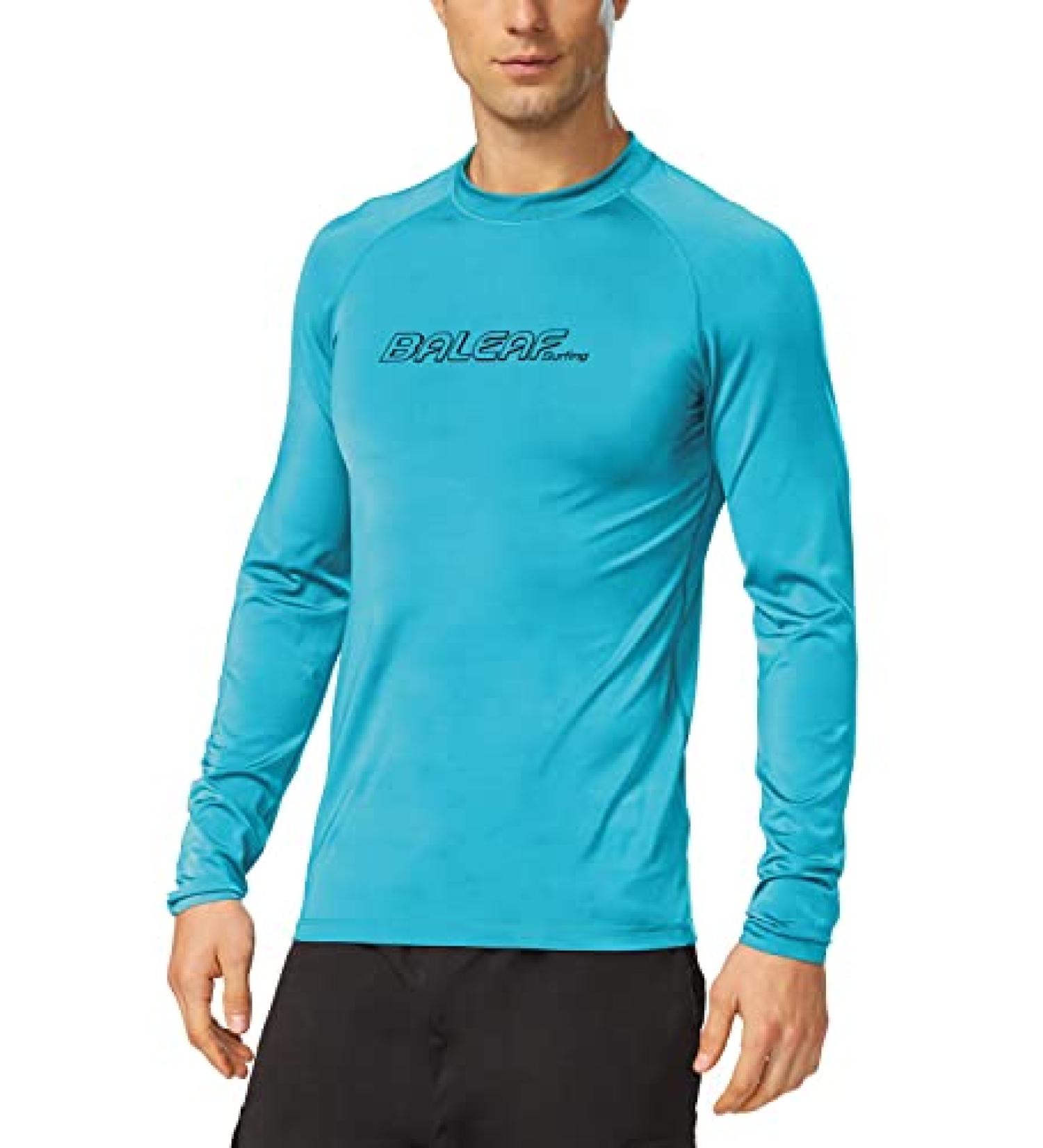 BALEAF Men's Long Sleeve Rashguard UPF 50+ for Surfing, Diving, Kayaking - Large Ocean Blue - Buy Online on GoSupps.com