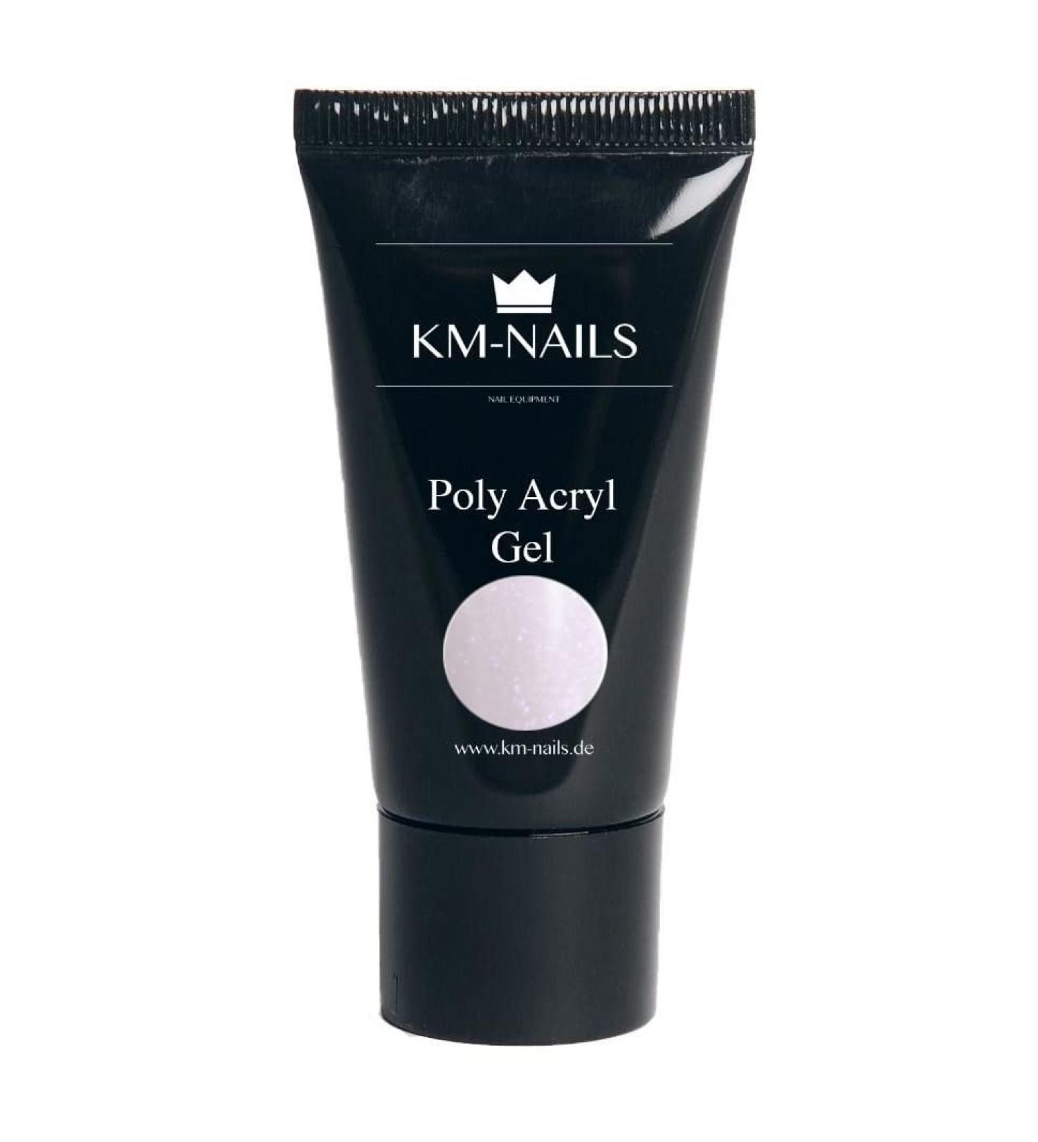 KM-Nails 30g Polyacryl Gel 028 white glitter in a tube