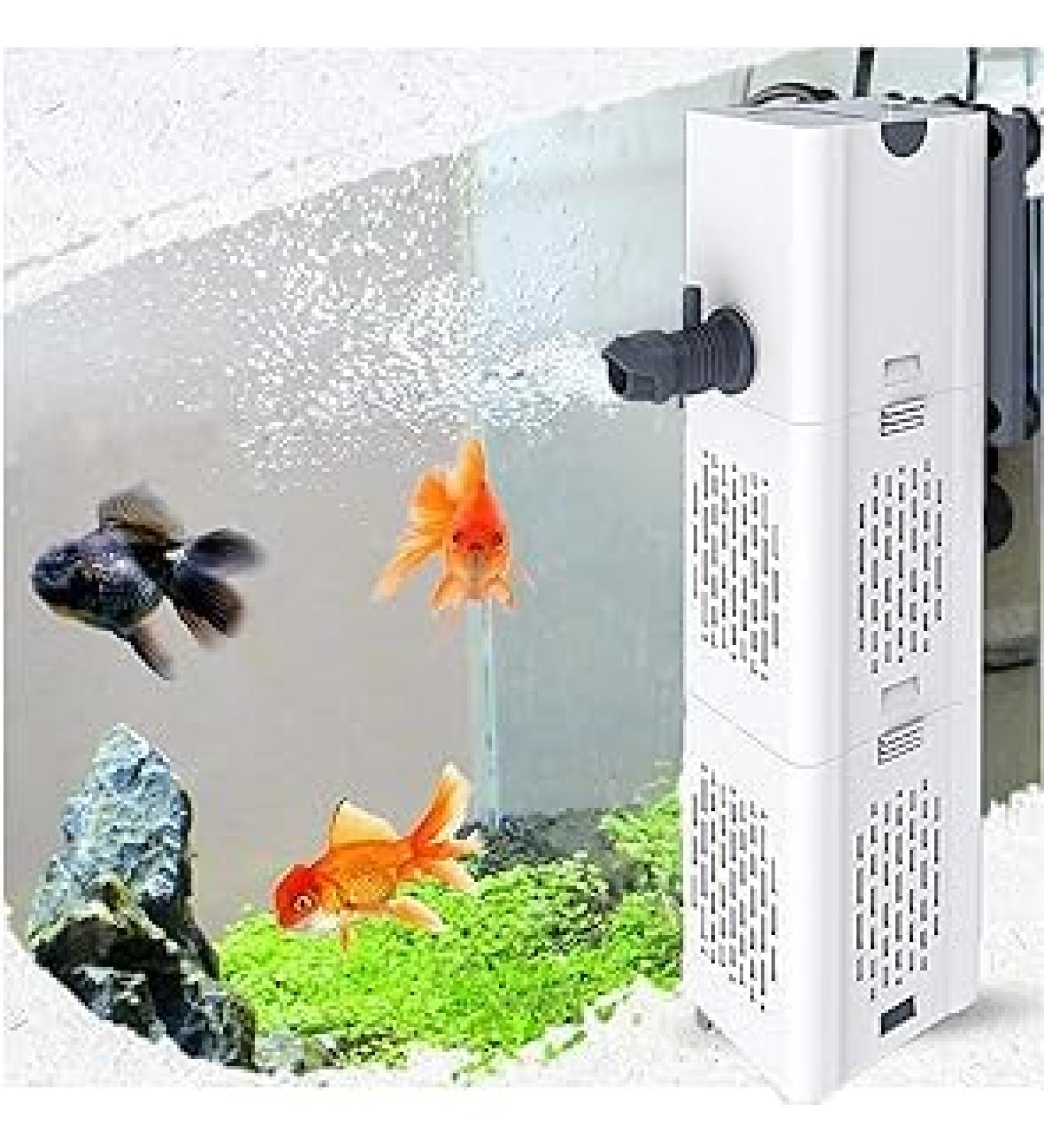 Quiet 4-in-1 Aquarium Internal Filter 500-1800L/h - Efficient Water Pump & Oxygen Ventilation for 20-1500L Aquariums - Buy Online on GoSupps.com