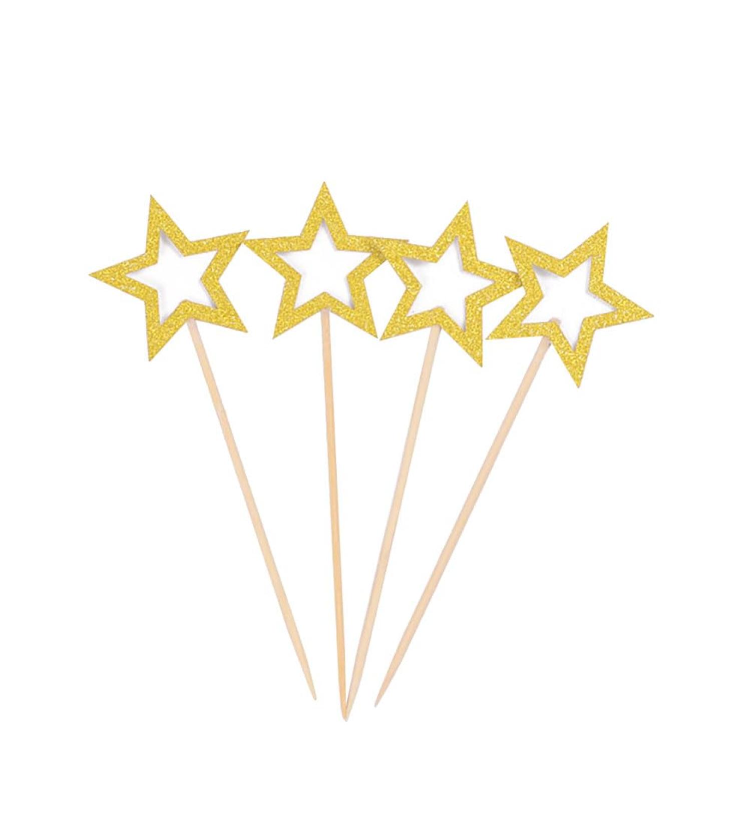 100 Pcs Star Cupcake Picks Glitter Star Cupcake Toppers Mini Star Cake Toppers Star Food Picks Wedding Cake Picks Golden - Buy Online on GoSupps.com