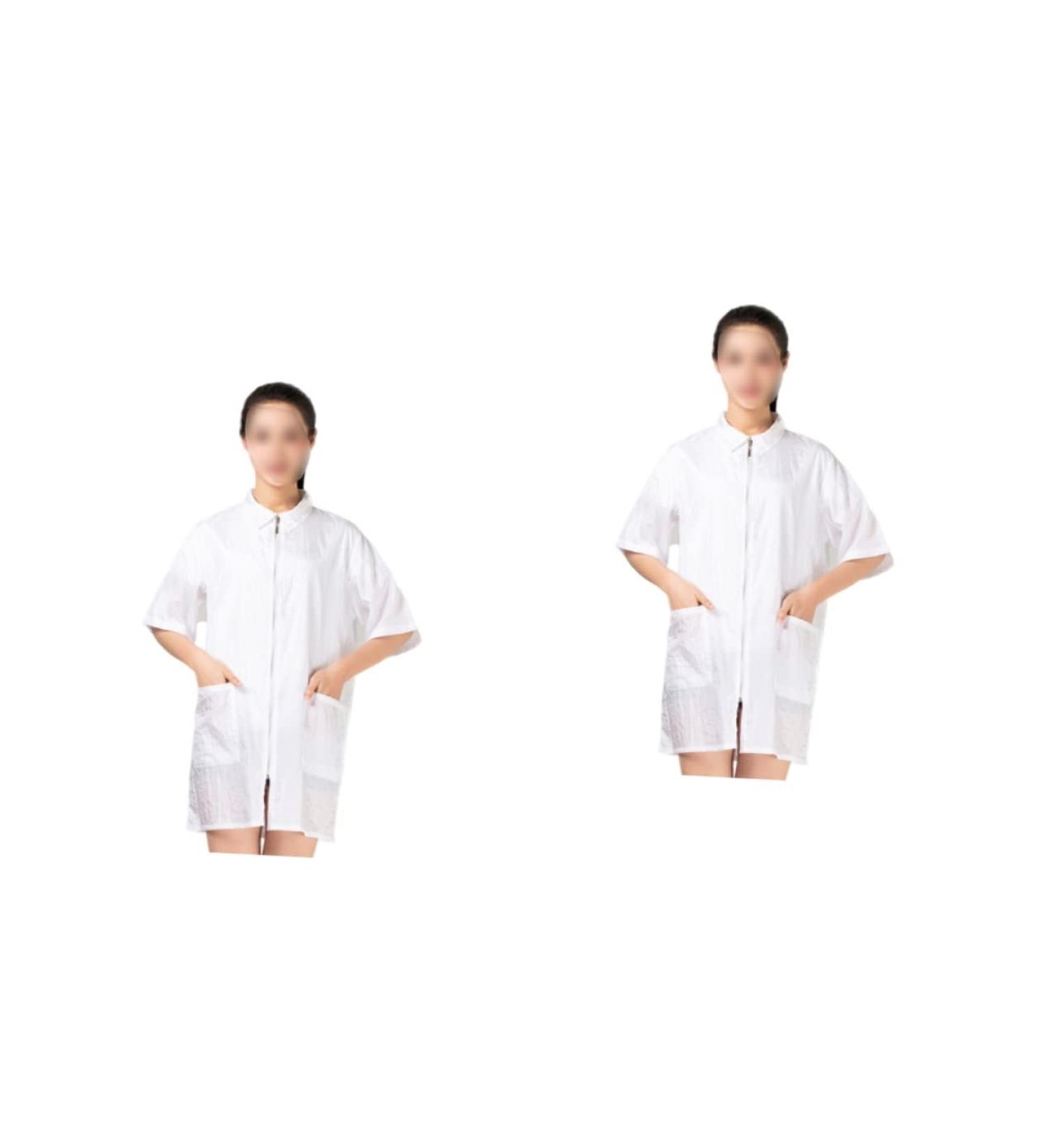 FRCOLOR Men's Hair Dyeing Clothing Actually Easy Clean Stylist Coat Cover While Vests Running Vest Men's Hair Dye Short Sleeve Woman Hair Dyeing Clothing Zip Jacket - Buy Online on GoSupps.com