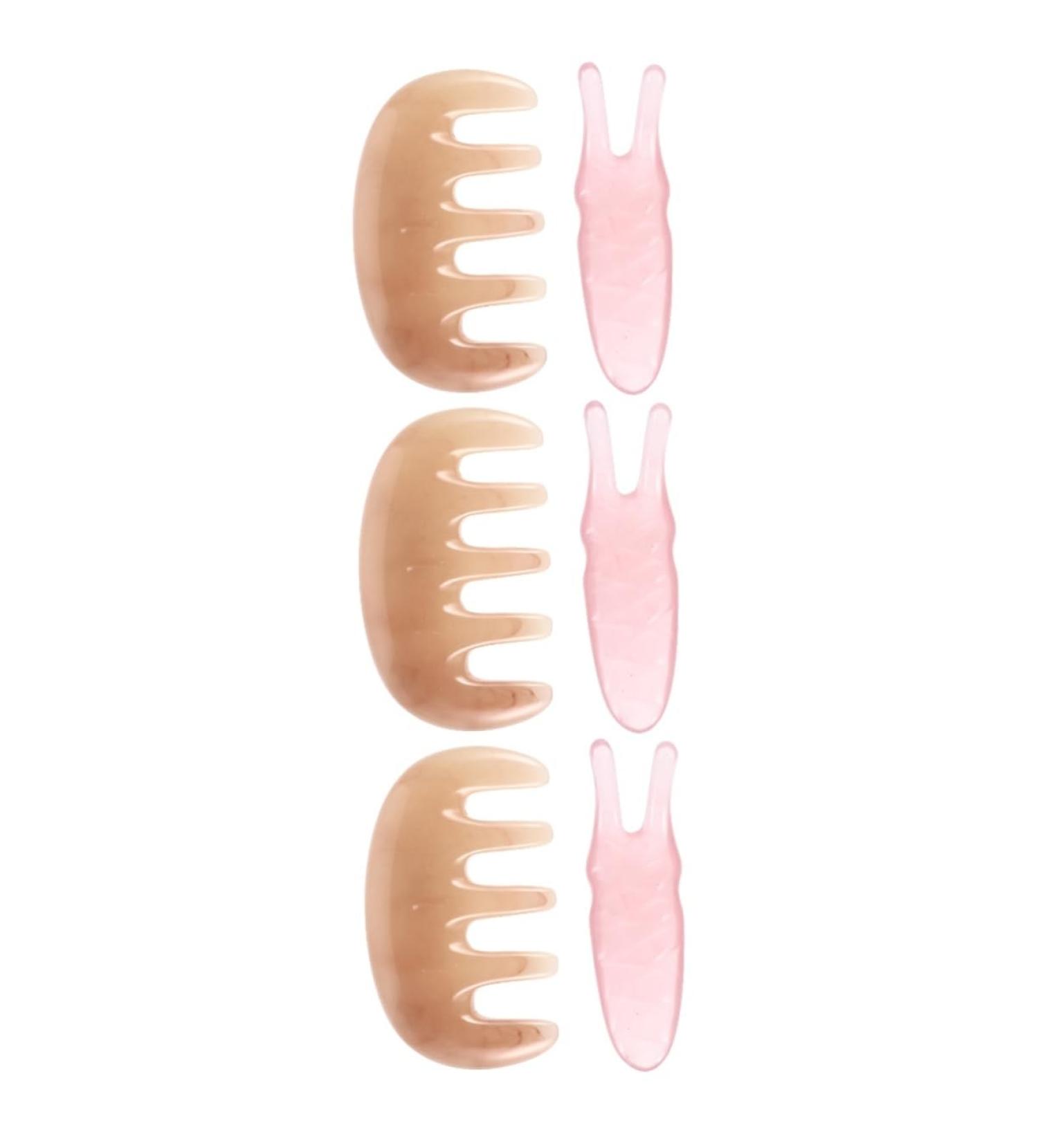 3-Piece Schabbret Multitools Massage Set - Jade Gua Sha Reflex Zone Hand & Foot Massager Pink Care Beeswax Hairbrush - Buy Online on GoSupps.com