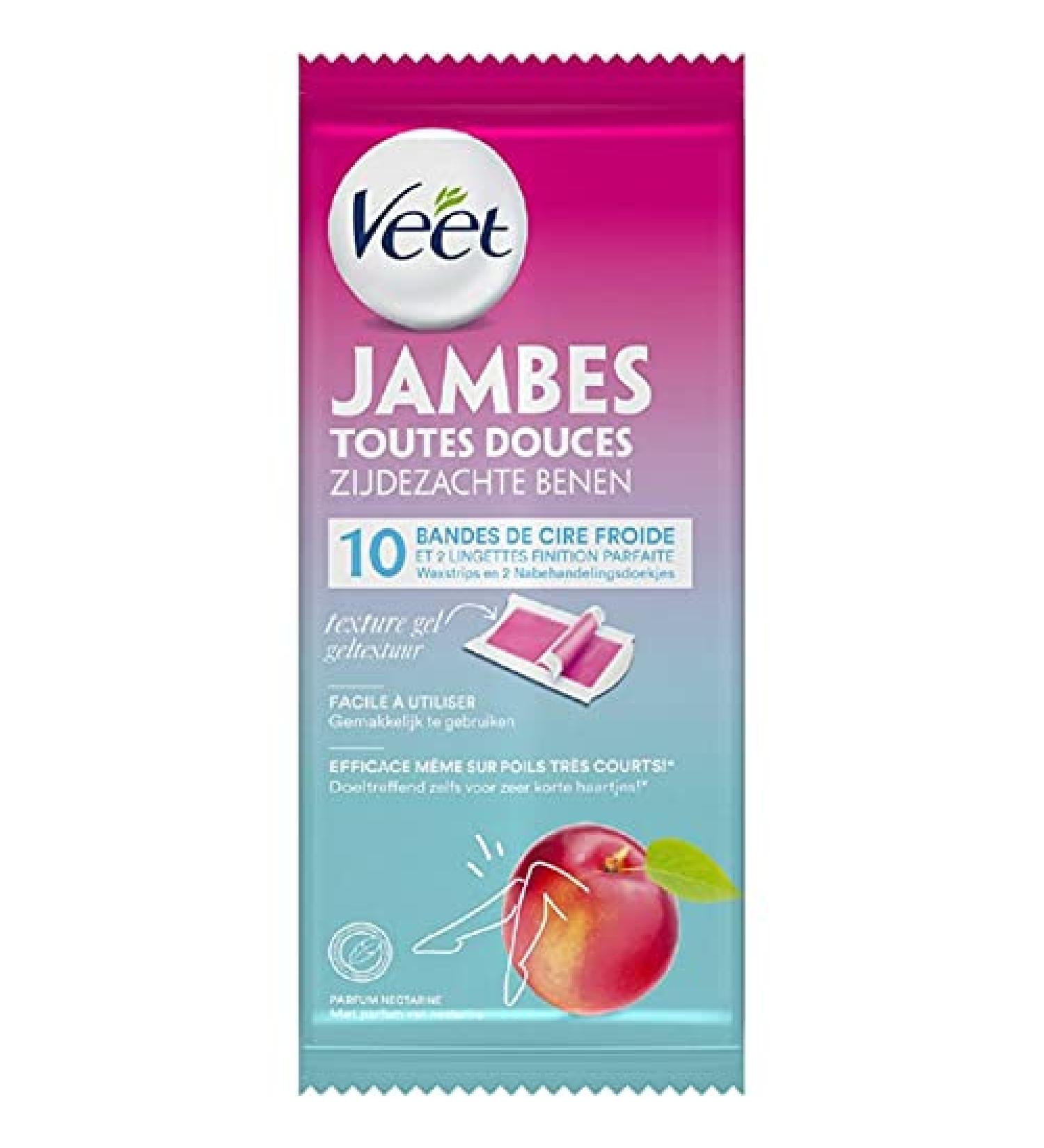 Veet Bandes de cire Jambes parfum nectarine - Les 10 bandes