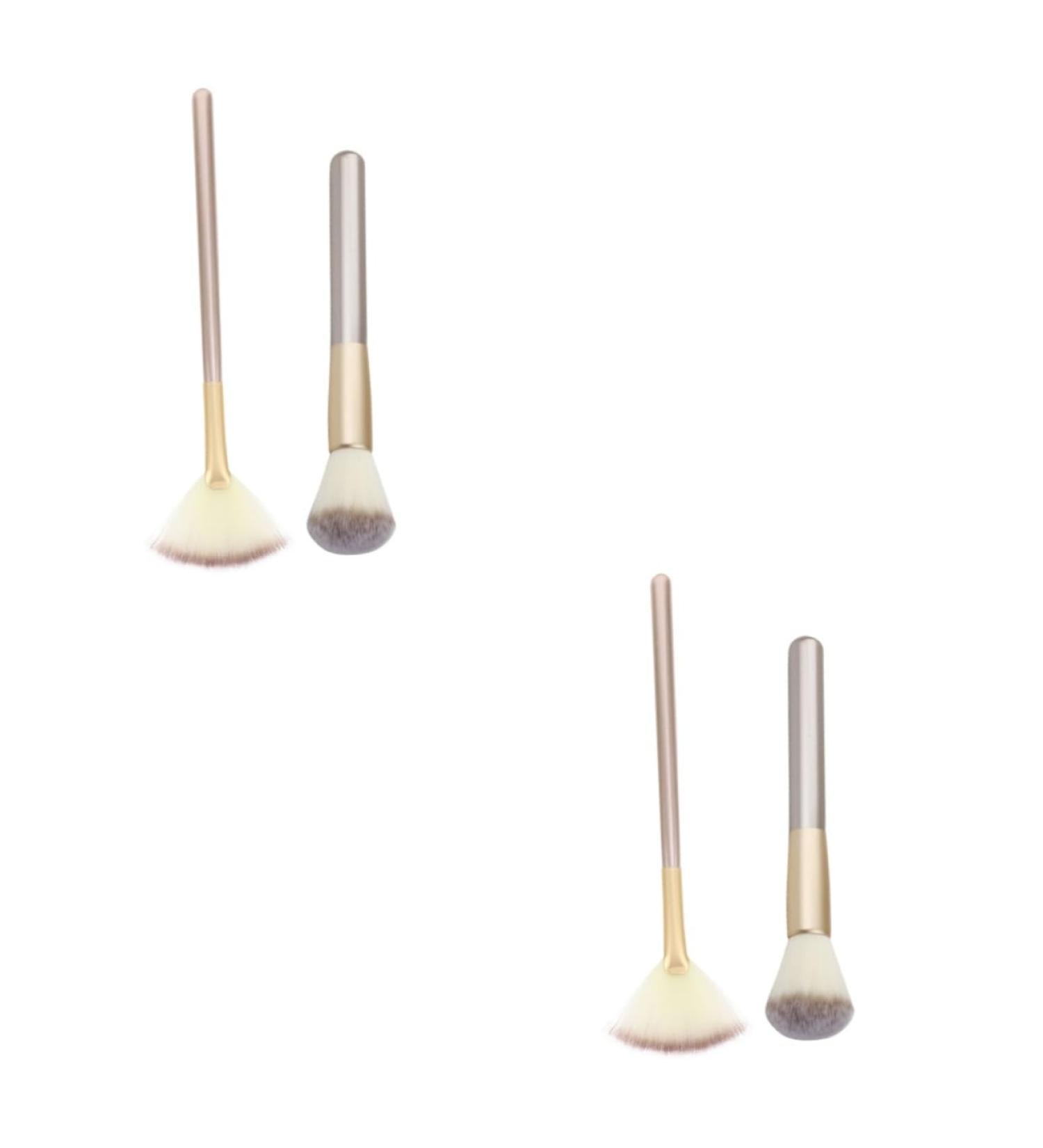 FRCOLOR 2 Sets Makeup Brush Cosmetic Brush Powder Brush Makeup Highlighter Cosmetics Brush Highlighter Fan Facial Fan Corrugated Silk Nylon Wool Woman Major - Buy Online on GoSupps.com