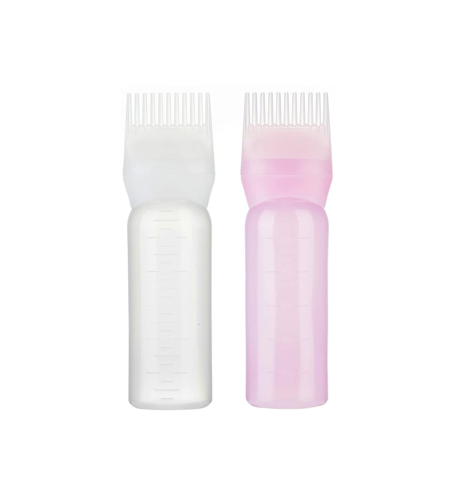 QRJ Hair Oil Applicator Bottles 2Pcs 120ml Pink with Dye Brush | Hair Colour Oil Comb Tools - Buy Online on GoSupps.com