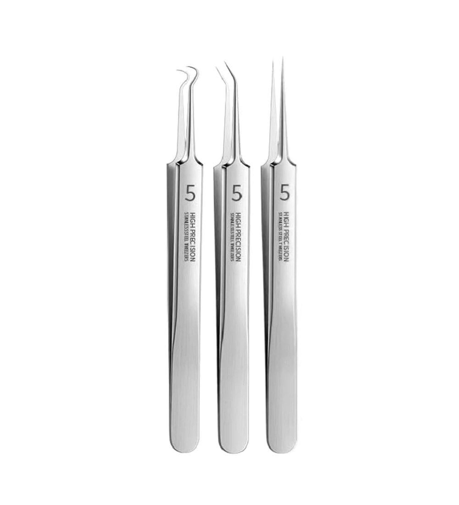 Blackhead Tweezer 3pcs Professional Facial Blackhead Remover Pimple Popper Tool for Whitehead Blemishs Comedones Whitehead Popping Skincare Tools for Face and Nose - Buy Online on GoSupps.com