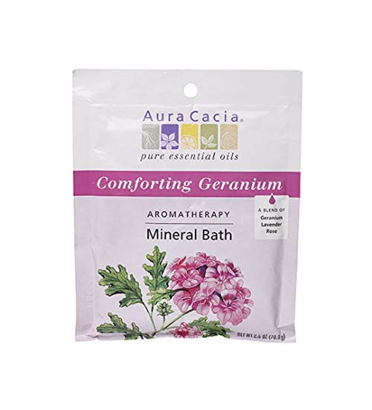 Aura Cacia Aromatherapy Mineral Bath Comforting Geranium 2.5 oz (70.9 g)