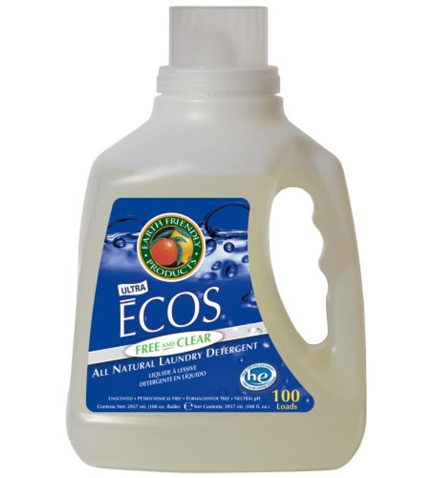 Earth Friendly Products Ecos 2X Liquid Laundry Detergent Free & Clear, 100 Fl Oz (Pack of 4) 100 Fl Oz (Pack of 4) Standard Packaging