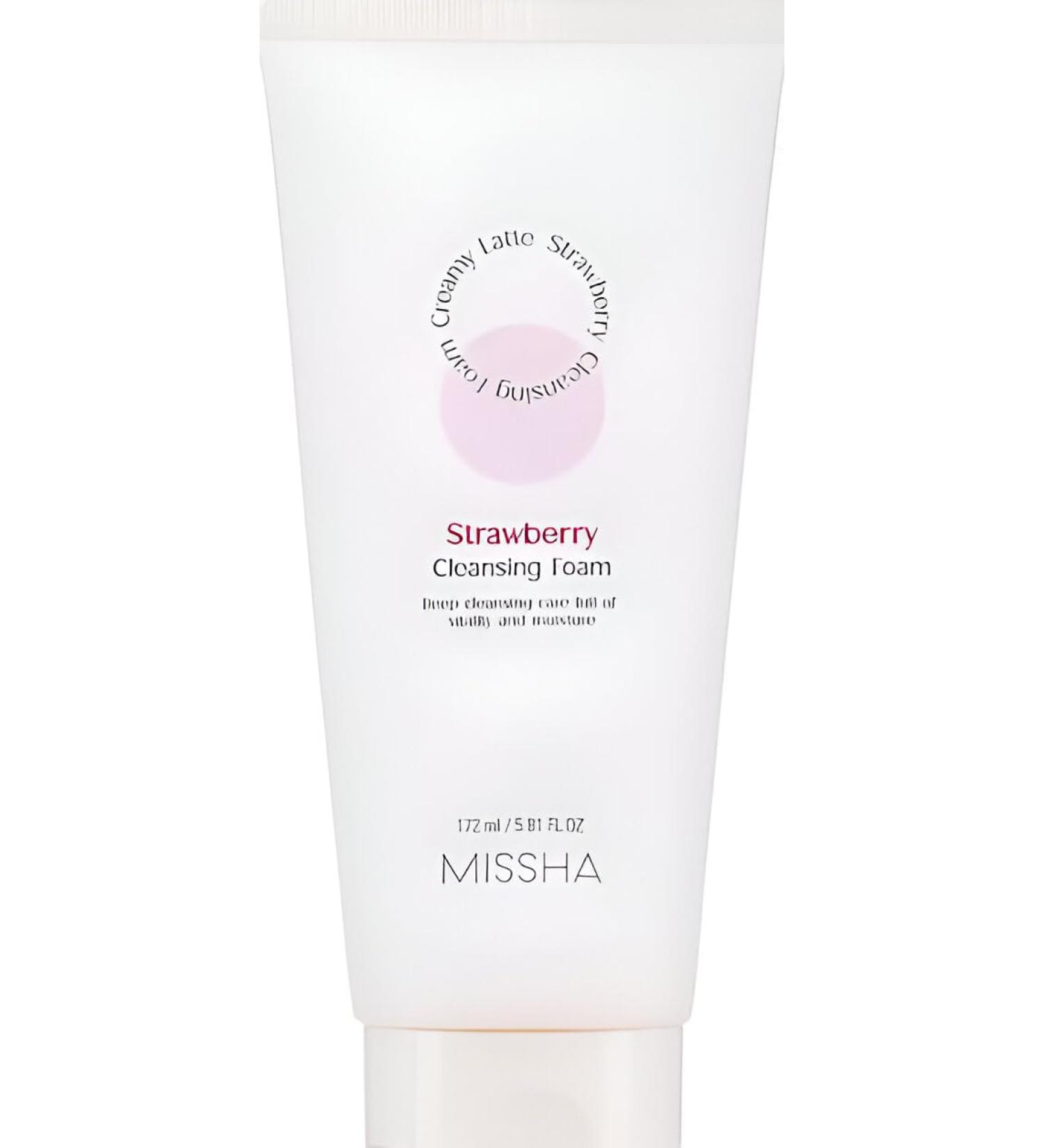Missha Creamy Latte Cleansing Foam Strawberry: Cleansing Foam with Strawberry Extract for fresh and revitalized skin with a delicious strawberry aroma. - Buy Online on GoSupps.com
